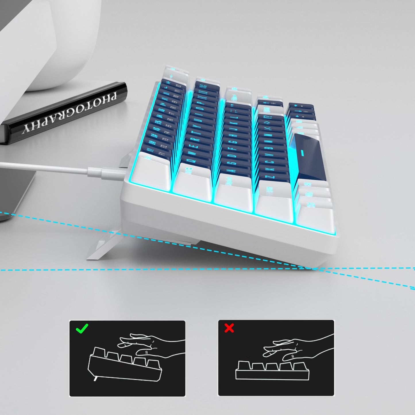 MageGee Portable 60% Mechanical Gaming Keyboard, MK-Box LED Backlit Compact 68 Keys Mini Wired Office Keyboard with Red Switch for Windows Laptop PC Mac - Black/Grey
