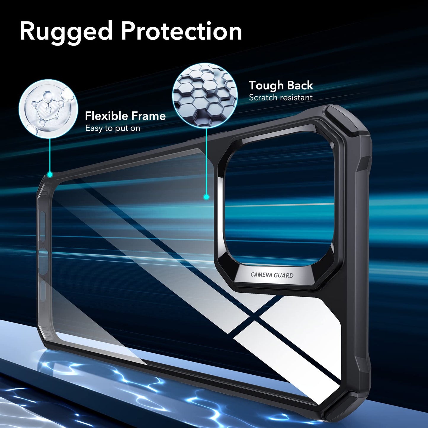 ESR Air Armor Case, Compatible with iPhone 13 Pro Max Case, Military-Grade Drop Protection, Shock-Absorbing Corners, Yellowing-Resistant Hard Back, Scratch Resistant, Clear