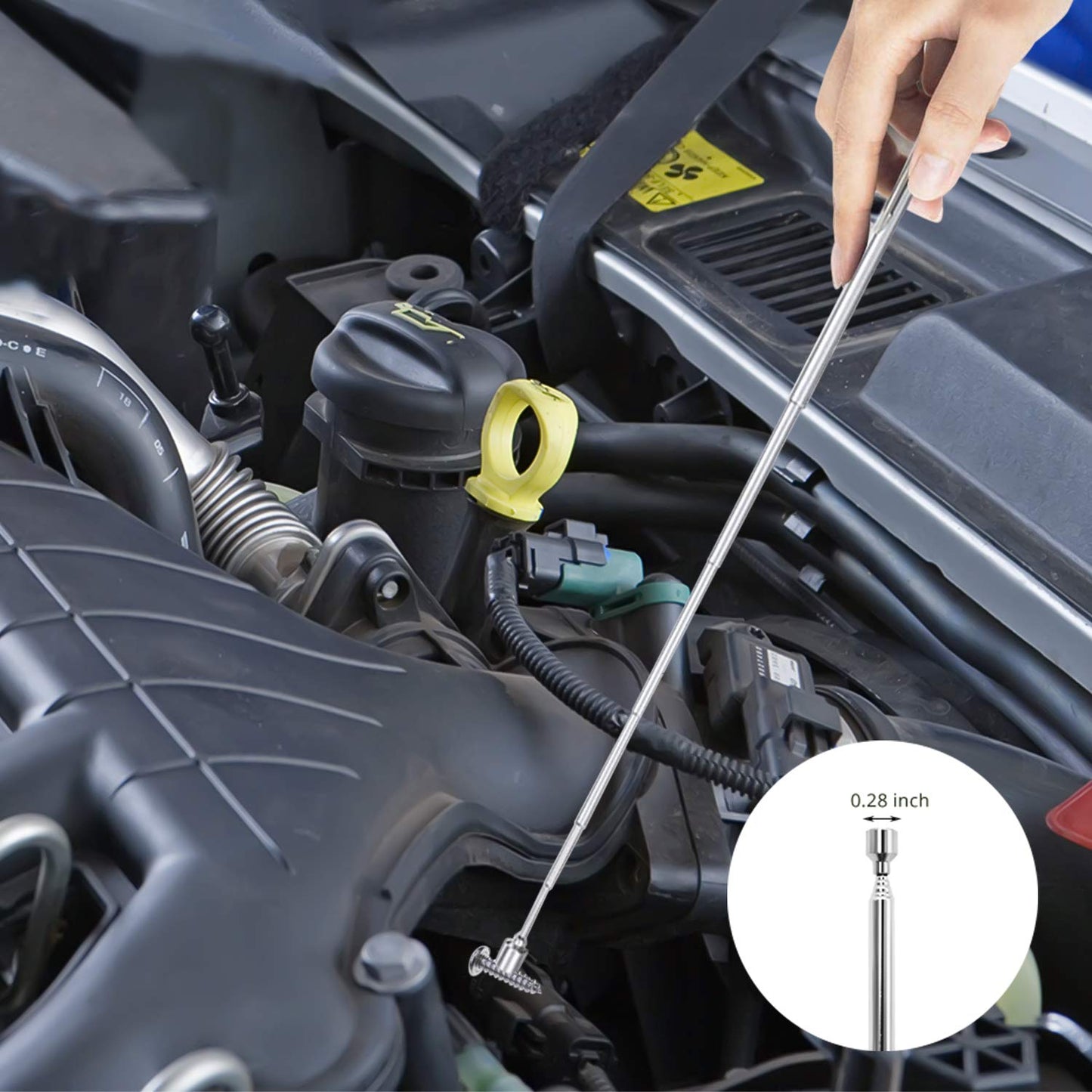 VIBELITE Extendable Magnetic Flashlight with Telescoping Magnet Pickup Tool-Cool Gadgets Gifts Idea & Gifts for Men,Husband,Dad,Father,Mechanic,Tech,Handyman,Him Women, Silve