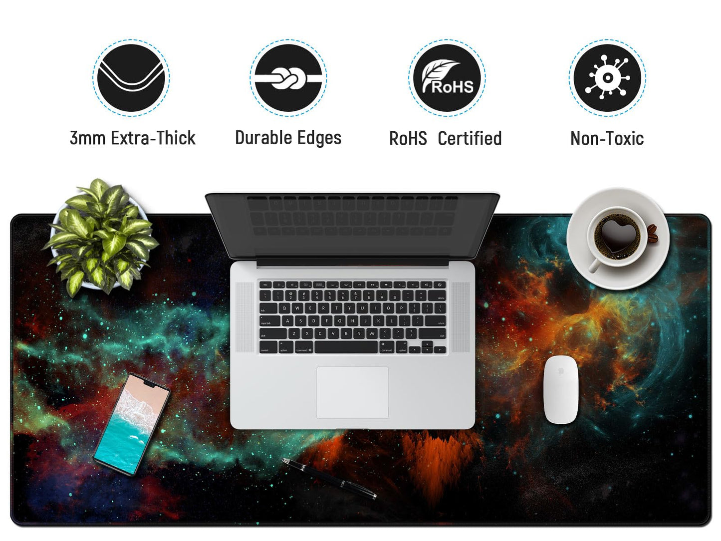 JIALONG Mouse Pad Large Gaming Desk Mat Extended Mousepad with Personalized Design Keyboard Pad for Laptop, Computer and PC - 35.4 x 15.7 inches Black World Map