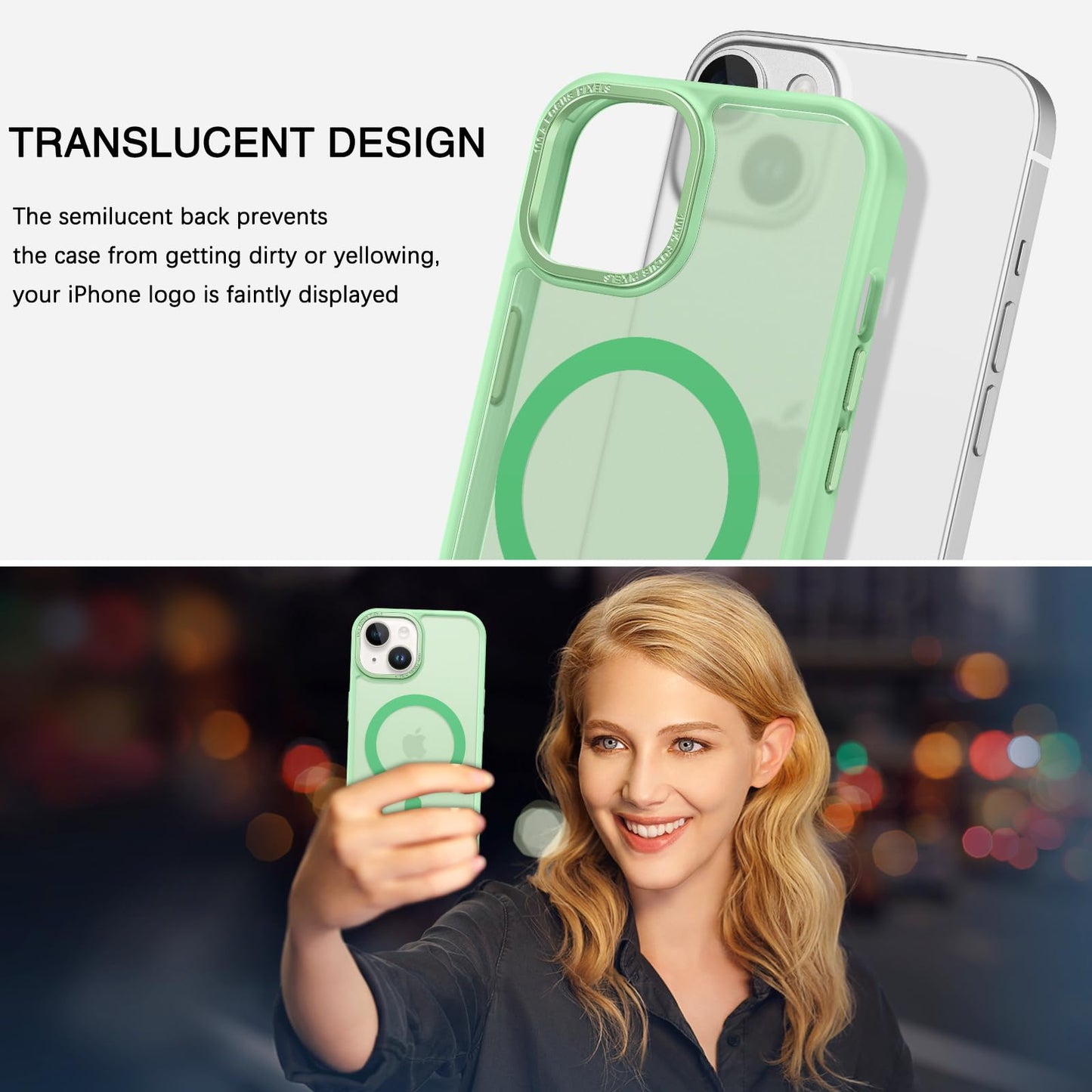 BENTOBEN Magnetic for iPhone 13 Case & iPhone 14 Case [Compatible with Magsafe] Translucent Matte Phone Case iPhone 13/14 Slim Fit Shockproof Women Men Protective Cover for iPhone 13/14 6.1", Hot Pink