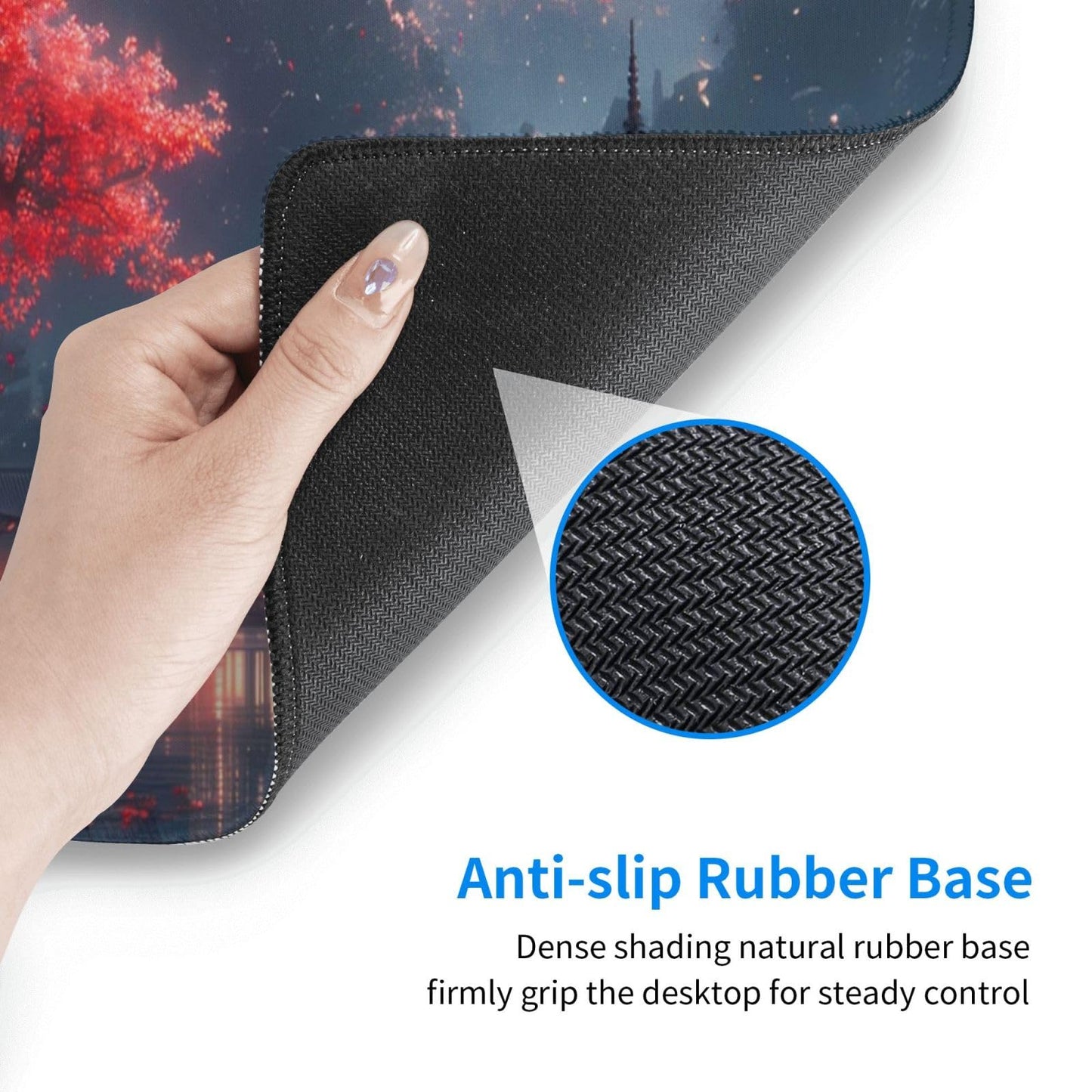 Japanese Mouse Pad, Large Japanese Desk Mat, XL Anime Gaming Keyboard Mat, Non-Slip Rubber Base, Big Extended Desk Protector for Home Office, 31.5”x11.8”