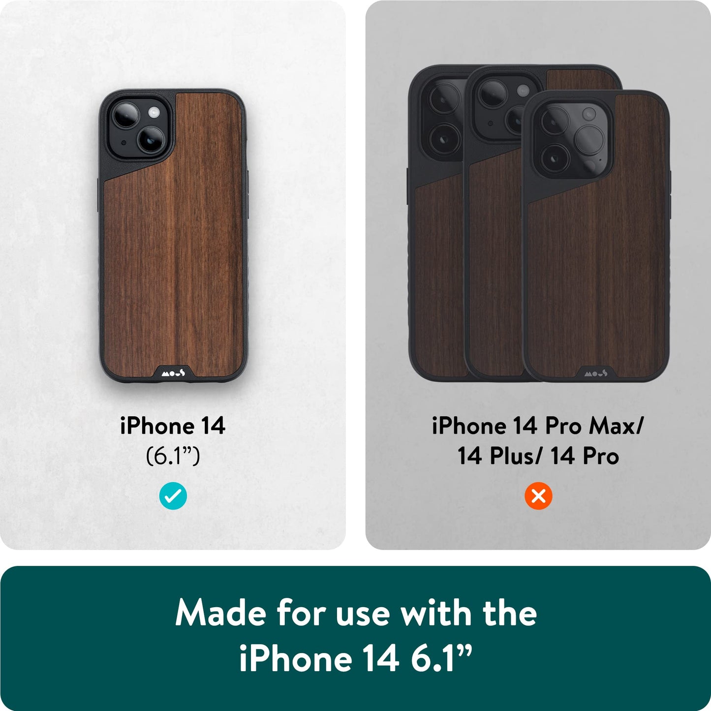 Mous - Case for iPhone 14 - Black Leather - Limitless 5.0 - Protective iPhone 14 Case MagSafe Compatible - Shockproof Phone Cover