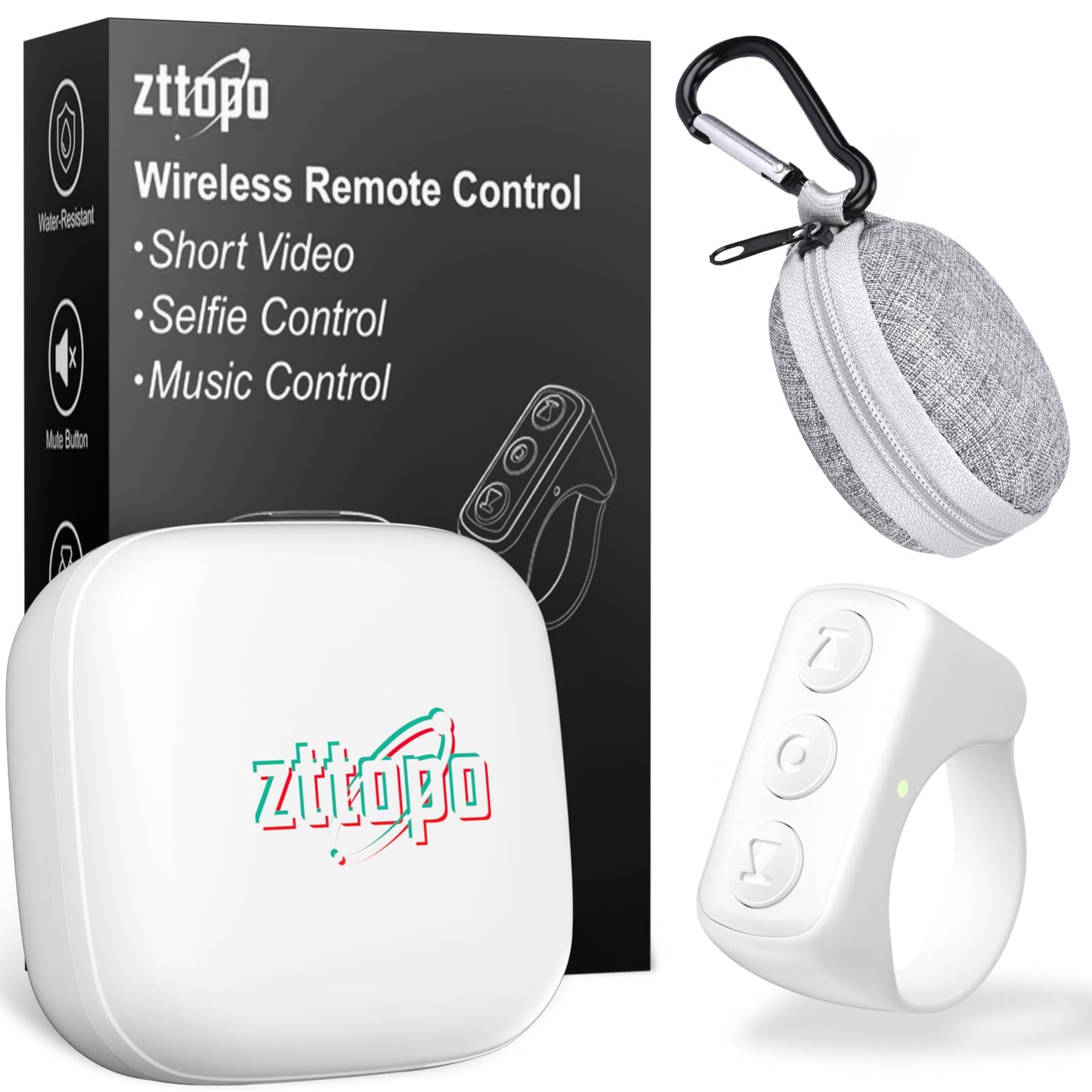 TikTok Scrolling Ring, TIK Tok Bluetooth Remote Control, Kindle APP Page Turner with Carrying Case, Camera Photo Clicker for iPhone, iPad, iOS, Android-Black…