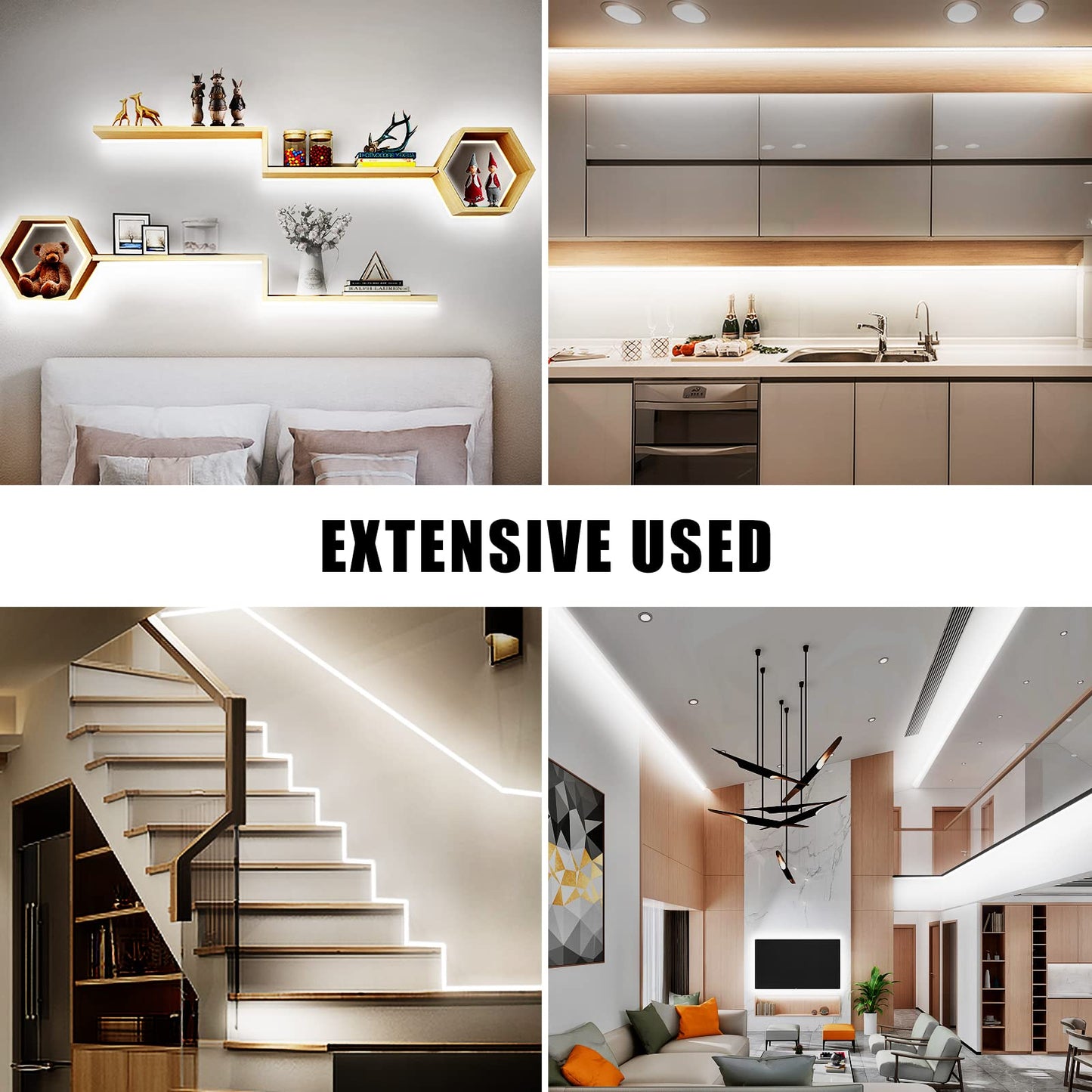 White COB Led Strip Lights Max with RF Remote, 16.4ft 3000K Dimmable Ultra Bright Warm White COB Light Strip, Adhesive Indoor COB Led Lights for Living Room, Shelf, Cabinet