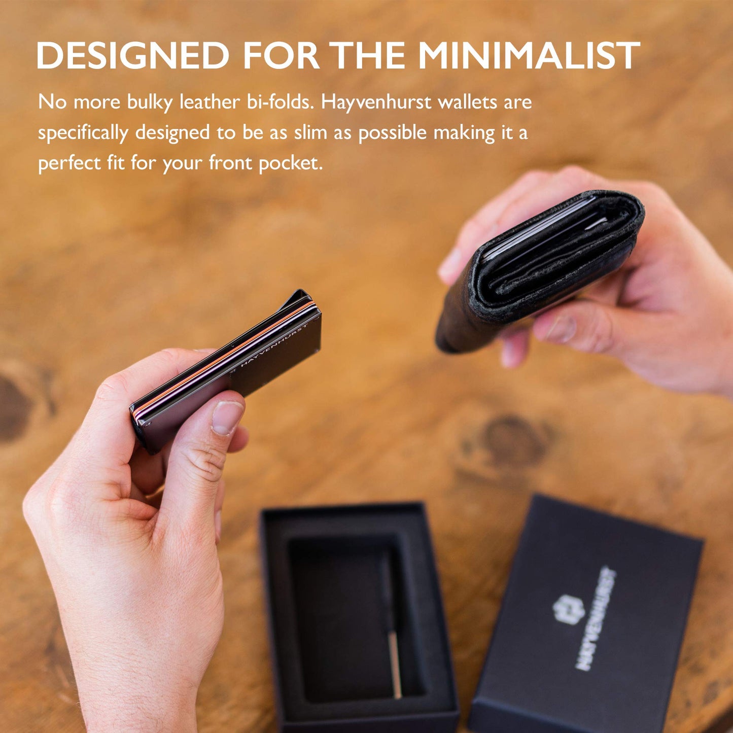 Hayvenhurst Wallet For Men - Reinvented Design Men's Wallet - Slim, Minimalistic & Seamless, Blocks RFID Scanners, Holds 12 Cards & Has a Money Clip (Carbon Fiber)