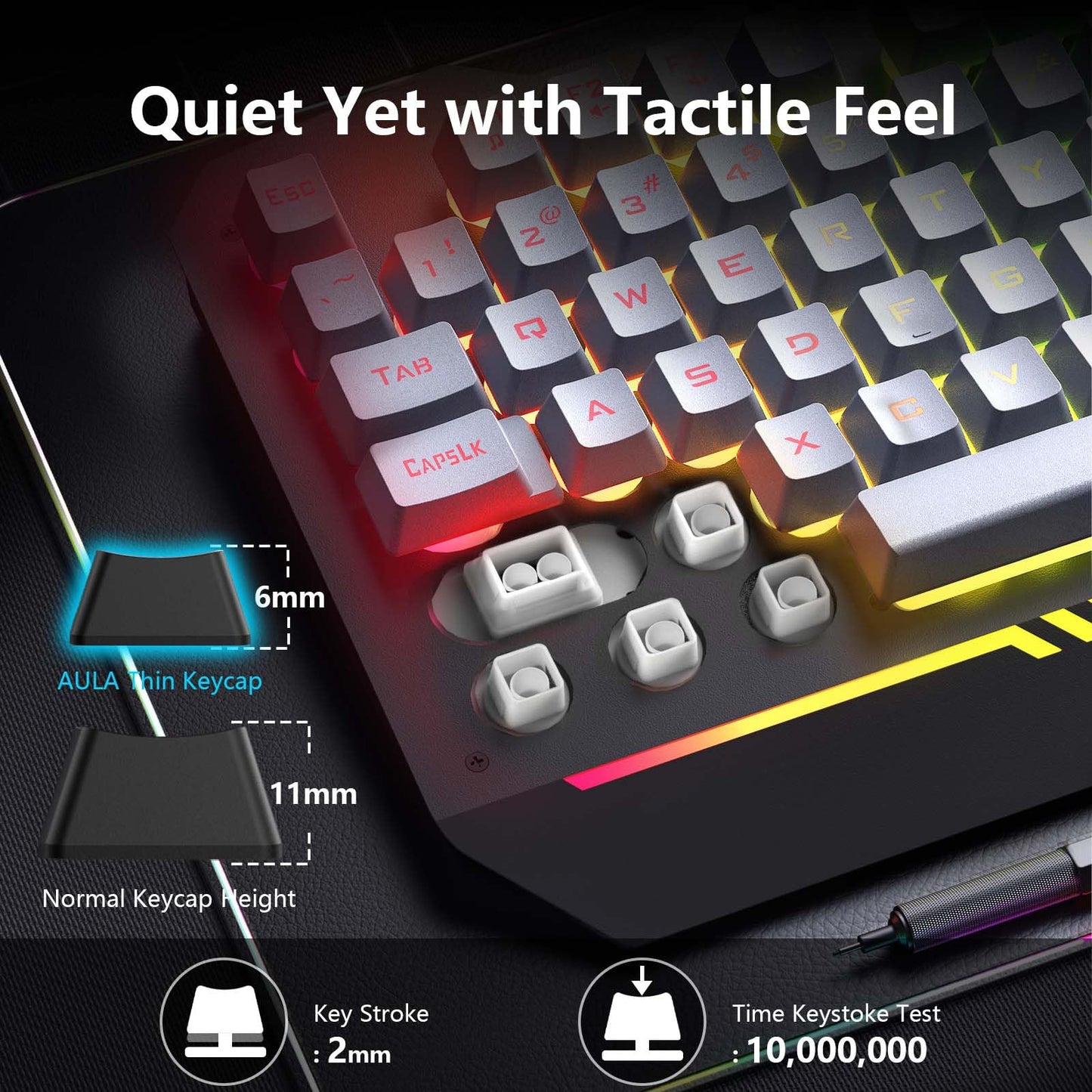 AULA Keyboard, T102 104 Keys Gaming Keyboard and Mouse Combo with RGB Backlit Quiet Computer Keyboard, All-Metal Panel, Waterproof Light Up PC Keyboard, USB Wired Keyboard Gaming for MAC Xbox PC Gamer