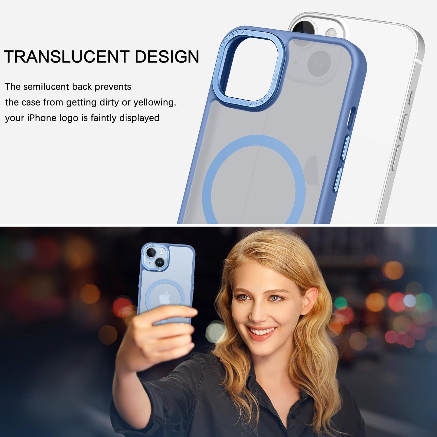 BENTOBEN Magnetic for iPhone 13 Case & iPhone 14 Case [Compatible with Magsafe] Translucent Matte Phone Case iPhone 13/14 Slim Fit Shockproof Women Men Protective Cover for iPhone 13/14 6.1", Hot Pink