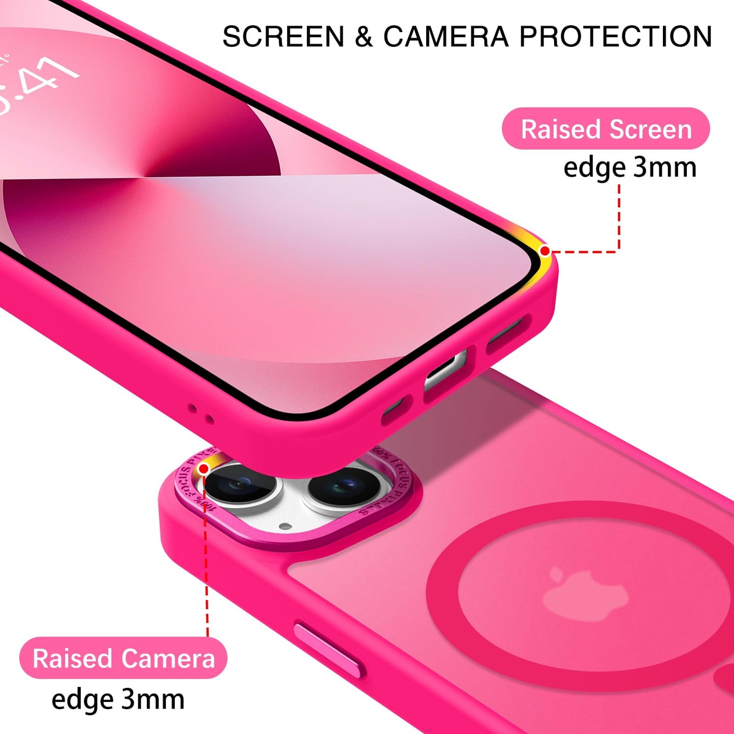 BENTOBEN Magnetic for iPhone 13 Case & iPhone 14 Case [Compatible with Magsafe] Translucent Matte Phone Case iPhone 13/14 Slim Fit Shockproof Women Men Protective Cover for iPhone 13/14 6.1", Hot Pink