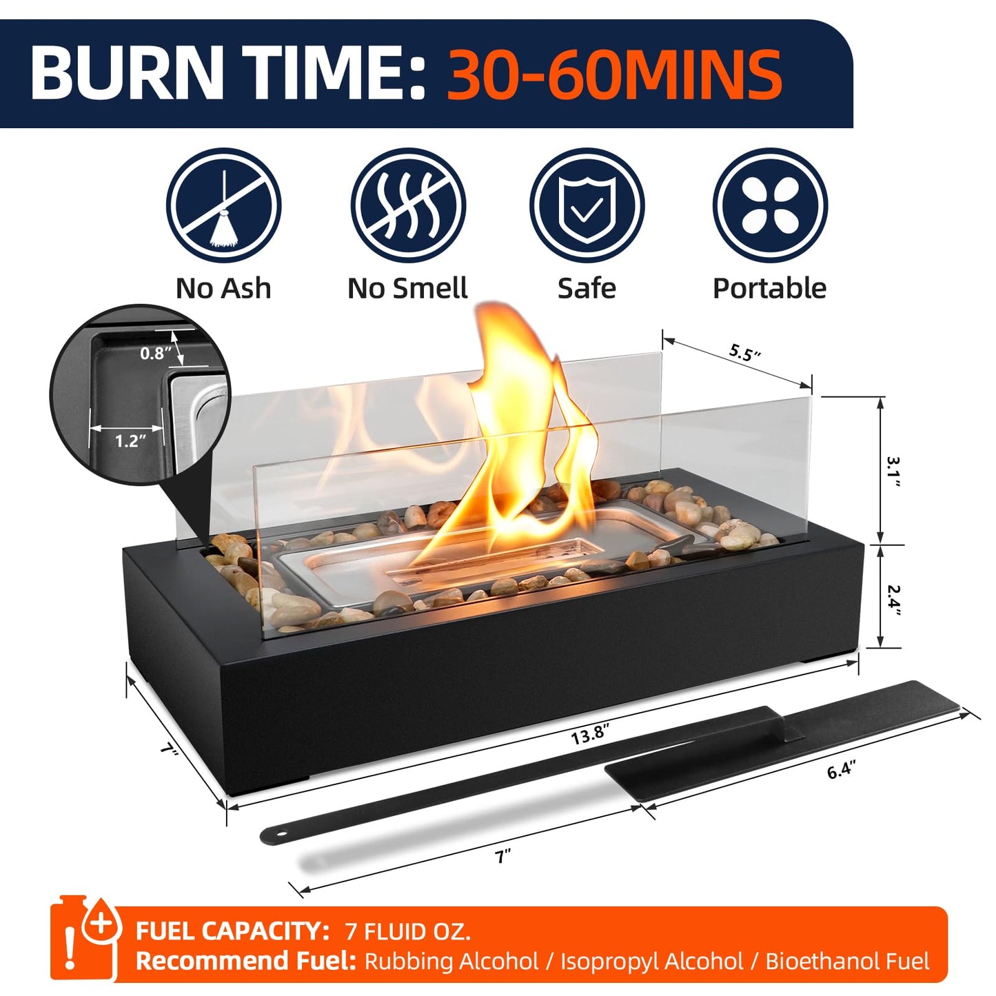 2024 New Tabletop Fire Pit,Woodgrain Portable Table Top Firepit Outdoor Indoor Table top Fireplace Smores Maker for Family Dinner Party Patio Balcony Backyard Housewarming Table Decor