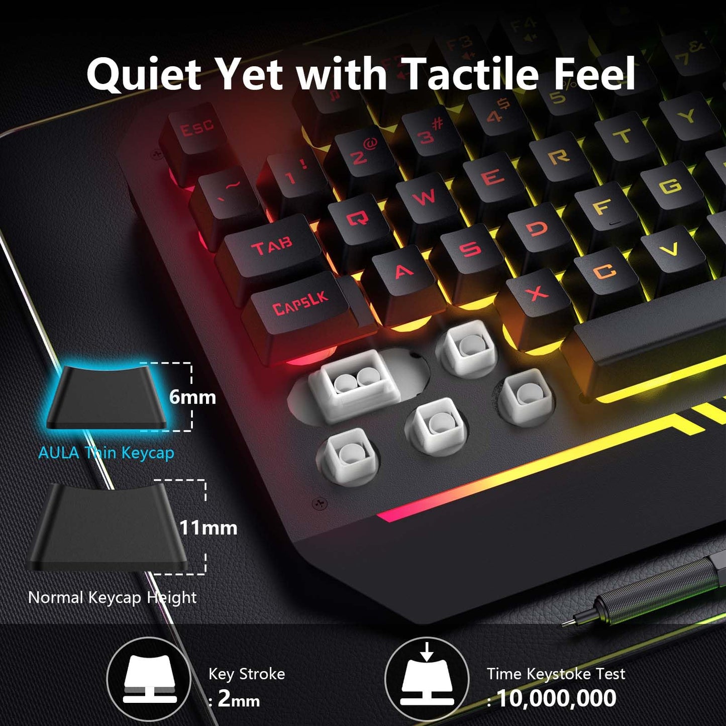 AULA Keyboard, T102 104 Keys Gaming Keyboard and Mouse Combo with RGB Backlit Quiet Computer Keyboard, All-Metal Panel, Waterproof Light Up PC Keyboard, USB Wired Keyboard Gaming for MAC Xbox PC Gamer
