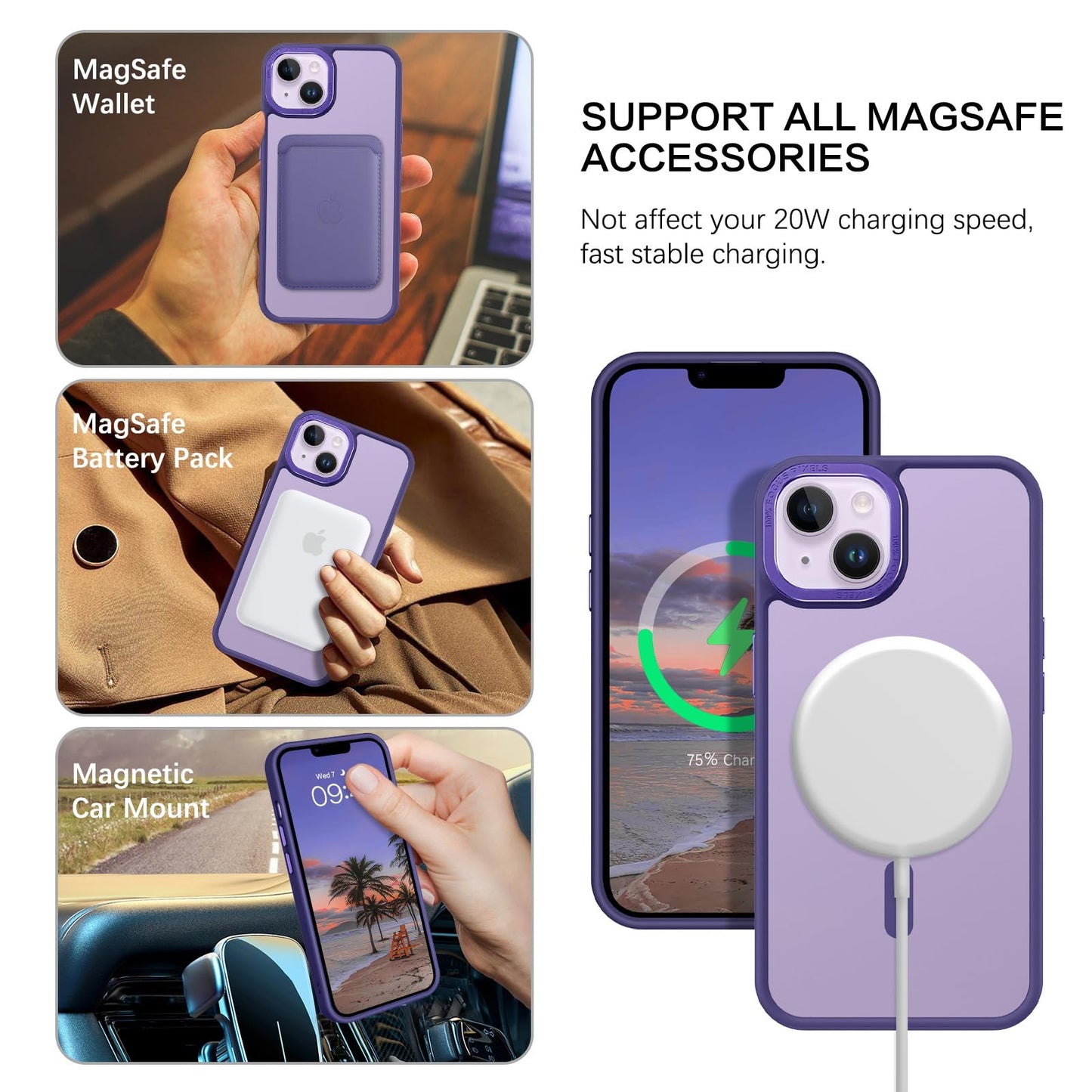 BENTOBEN Magnetic for iPhone 13 Case & iPhone 14 Case [Compatible with Magsafe] Translucent Matte Phone Case iPhone 13/14 Slim Fit Shockproof Women Men Protective Cover for iPhone 13/14 6.1", Hot Pink