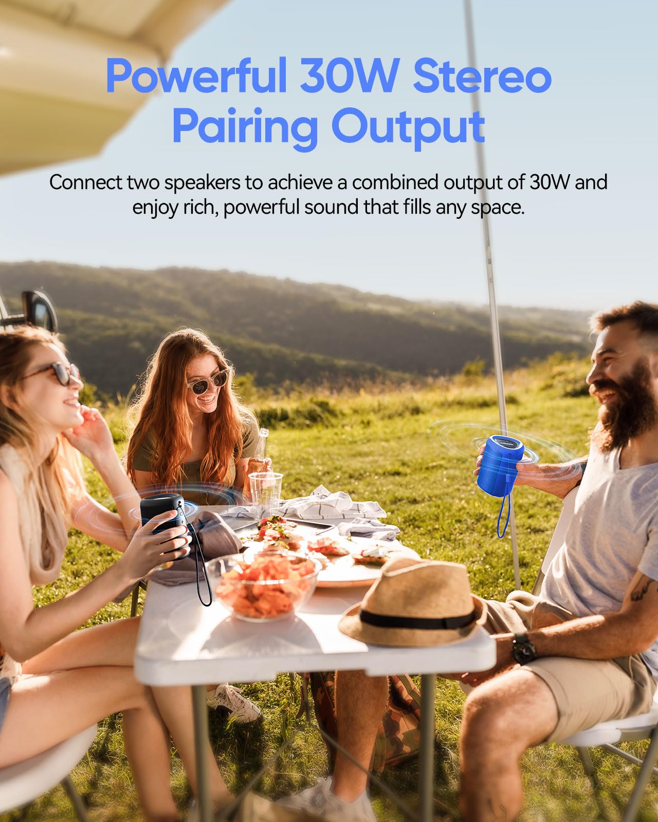 Portable Bluetooth Speaker with Lights, Powerful Crystal Clear Sound, IPX5 Waterproof, All Day Playtime, AUX&TF-Card Input, Bluetooth 5.3, TWS Paring, Small Wireless Speaker for Outdoor, Gift Ideas