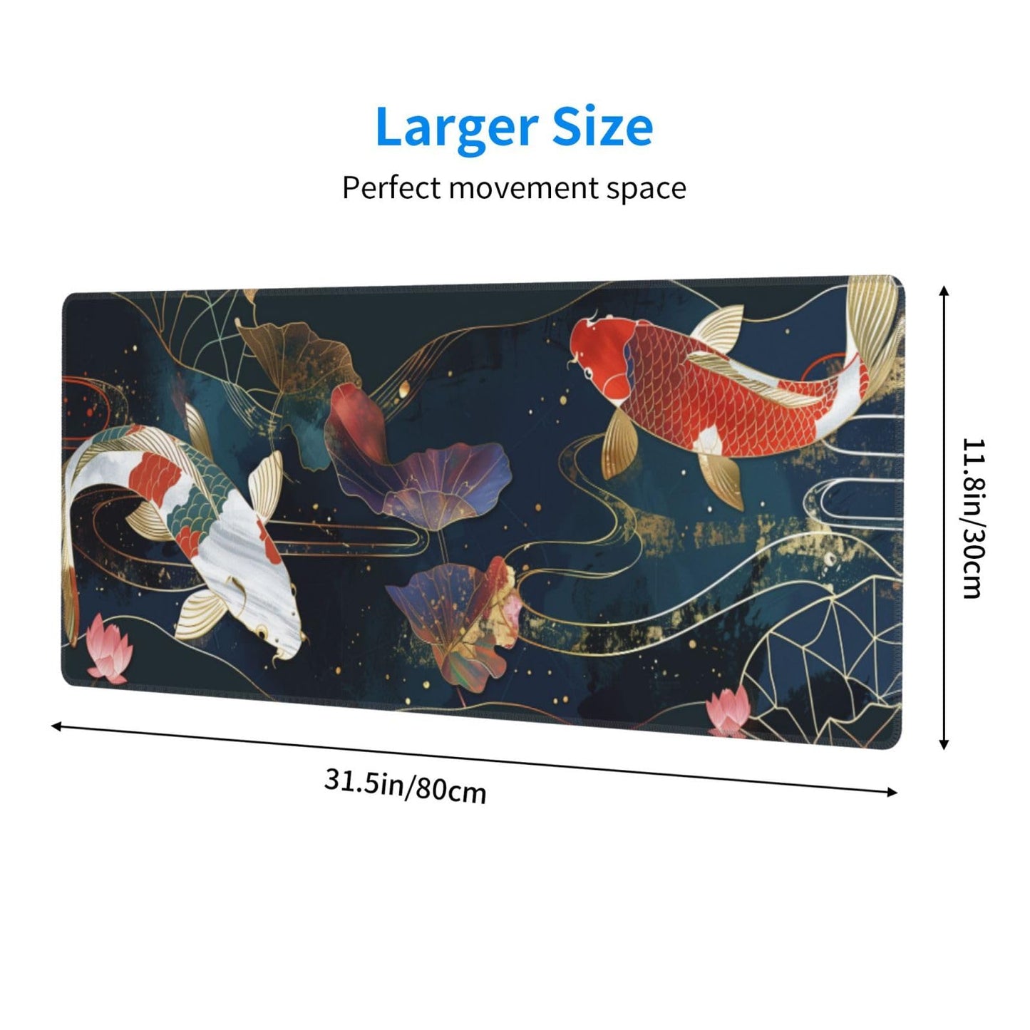 Japanese Mouse Pad, Large Japanese Desk Mat, XL Anime Gaming Keyboard Mat, Non-Slip Rubber Base, Big Extended Desk Protector for Home Office, 31.5”x11.8”