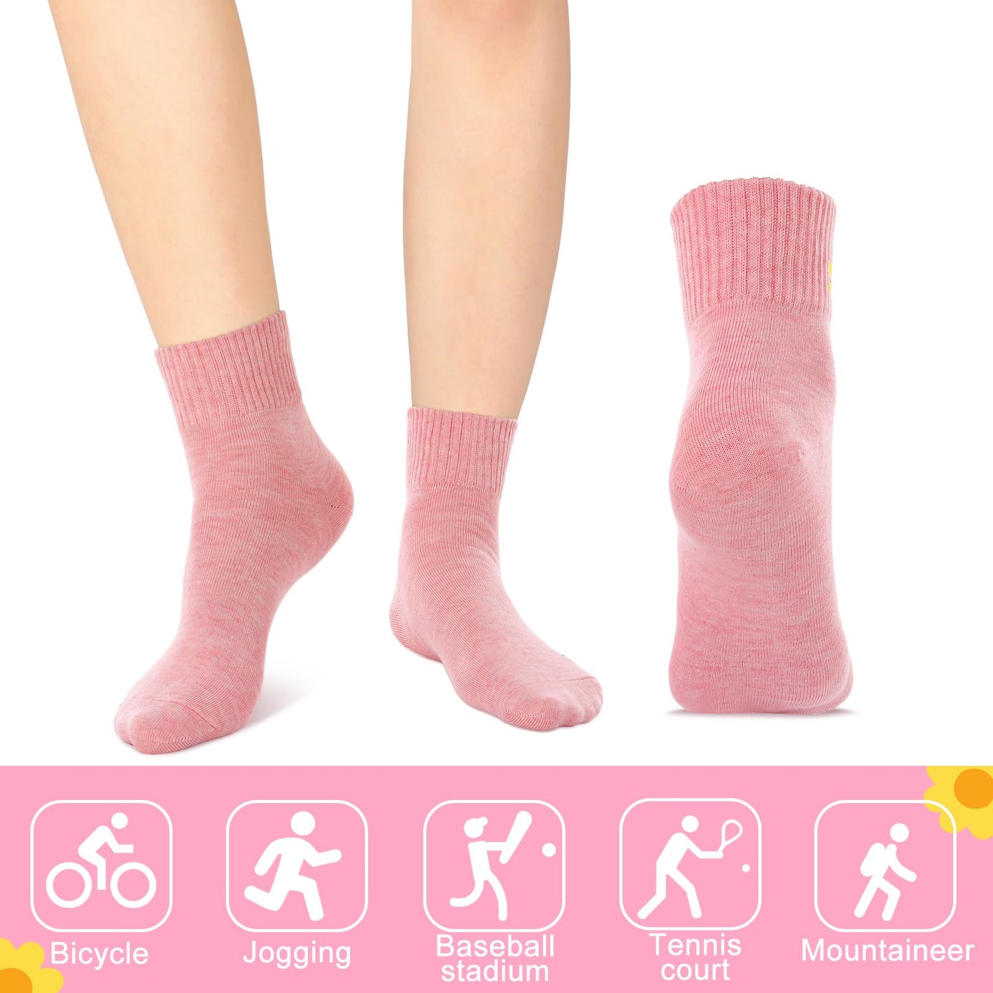Eurzom 10 Pairs Socks Elastic Ankle Length Cotton Socks Aesthetic Socks Cute Socks Lightweight Low Cut Socks for Women Girl