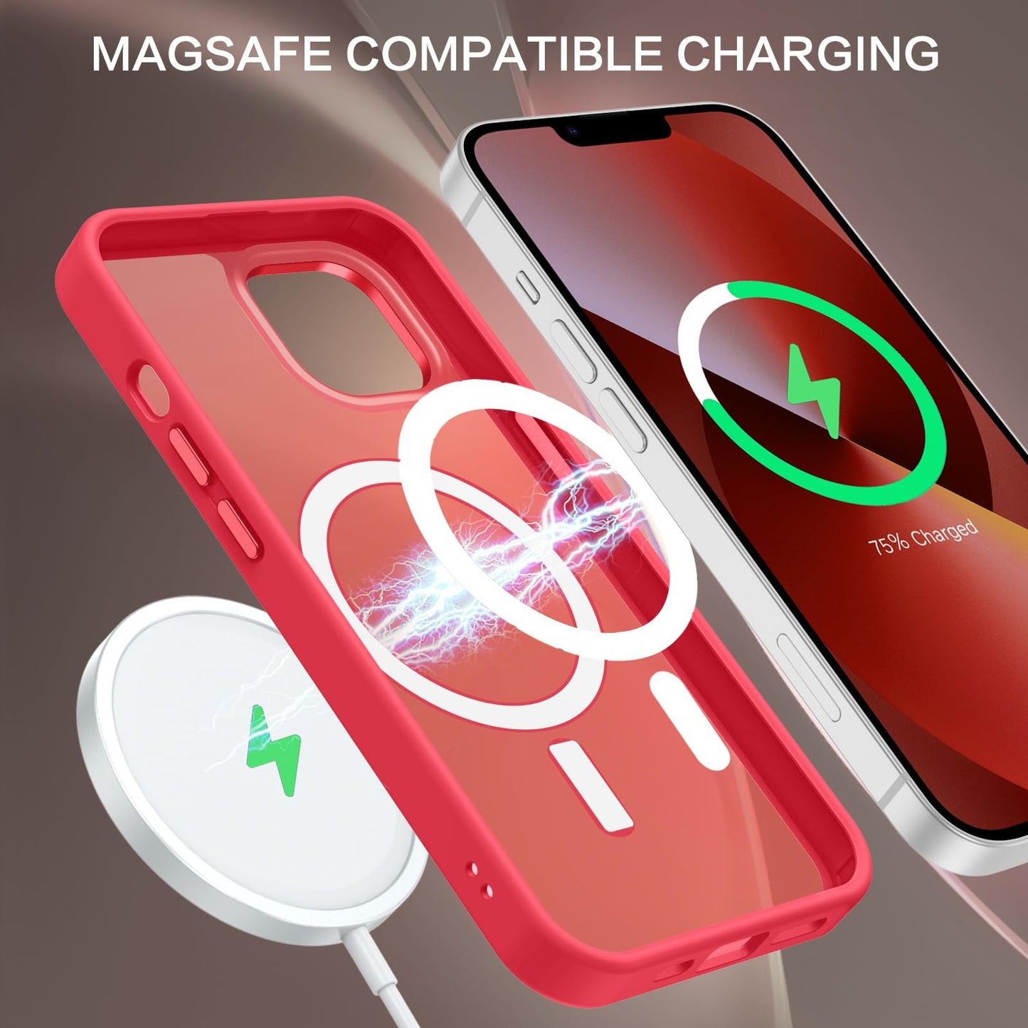 BENTOBEN Magnetic for iPhone 13 Case & iPhone 14 Case [Compatible with Magsafe] Translucent Matte Phone Case iPhone 13/14 Slim Fit Shockproof Women Men Protective Cover for iPhone 13/14 6.1", Hot Pink