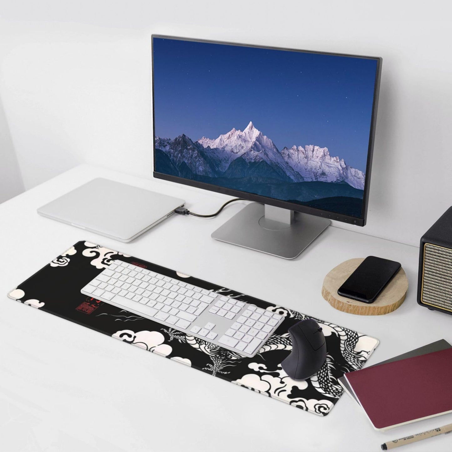 Japanese Mouse Pad, Large Japanese Desk Mat, XL Anime Gaming Keyboard Mat, Non-Slip Rubber Base, Big Extended Desk Protector for Home Office, 31.5”x11.8”