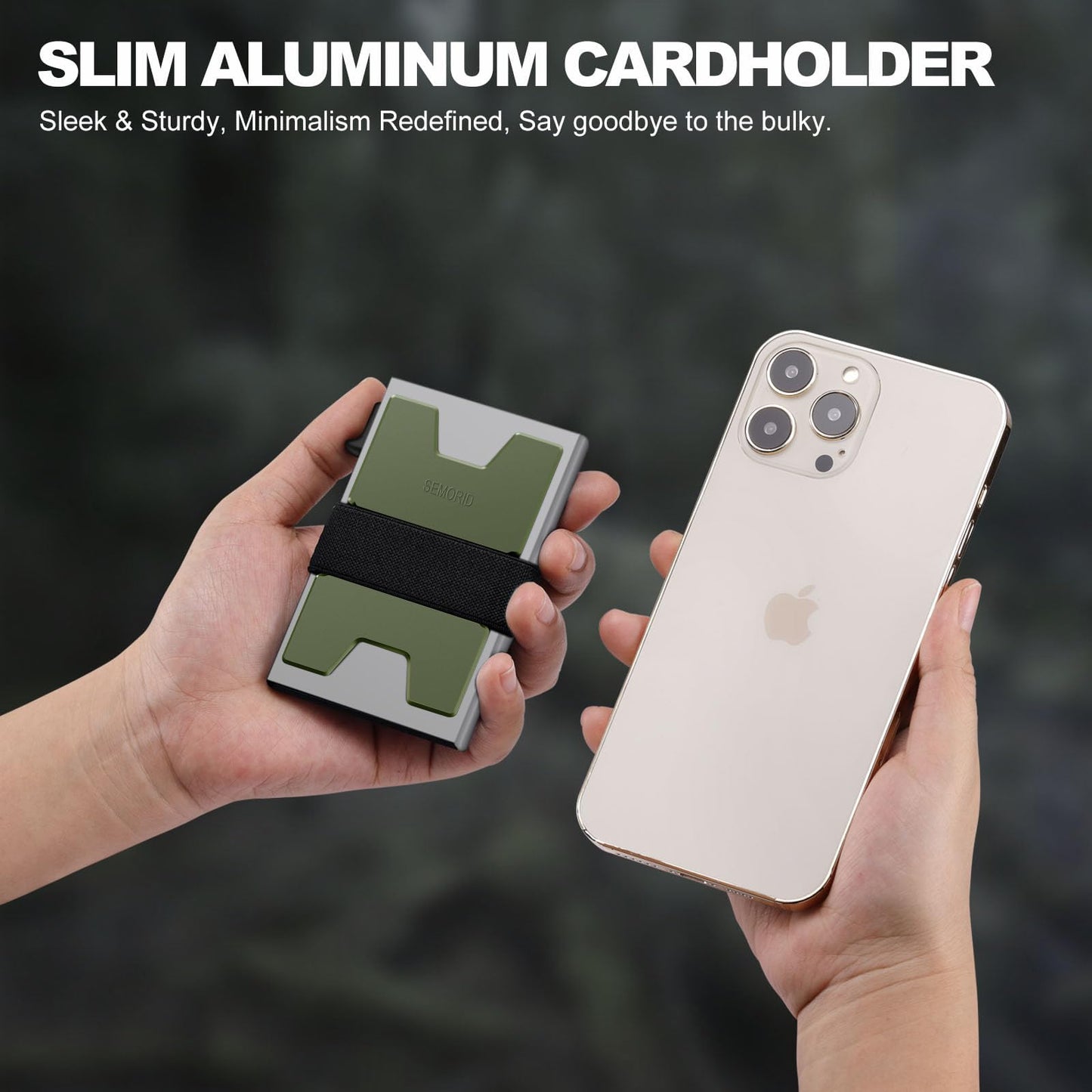 Slim Aluminum Card Holder Wallet for Men, Durable Expandable Backplate, RFID Blocking Minimalist Metal Pop Up Wallet, Holds 12+ Cards Plus Cash (Black)