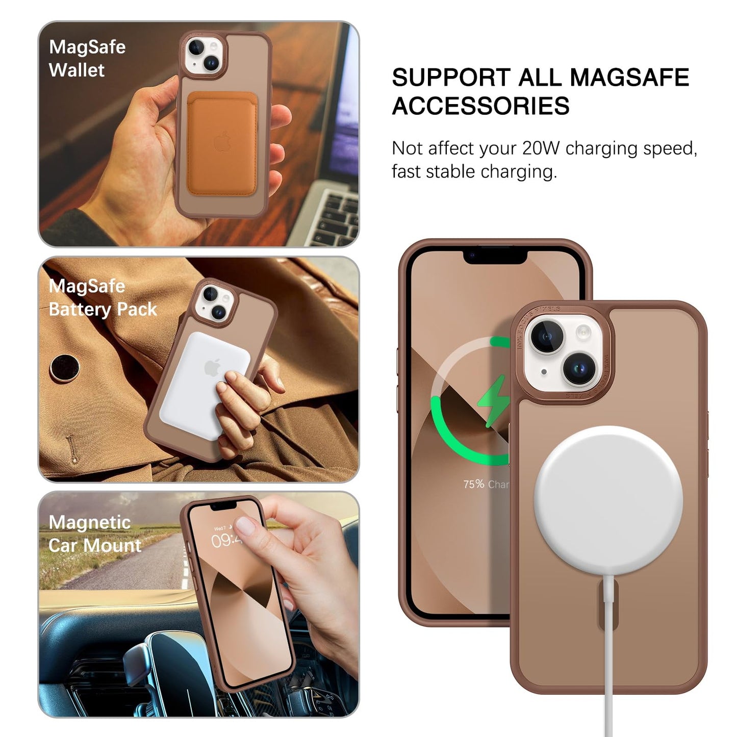 BENTOBEN Magnetic for iPhone 13 Case & iPhone 14 Case [Compatible with Magsafe] Translucent Matte Phone Case iPhone 13/14 Slim Fit Shockproof Women Men Protective Cover for iPhone 13/14 6.1", Hot Pink