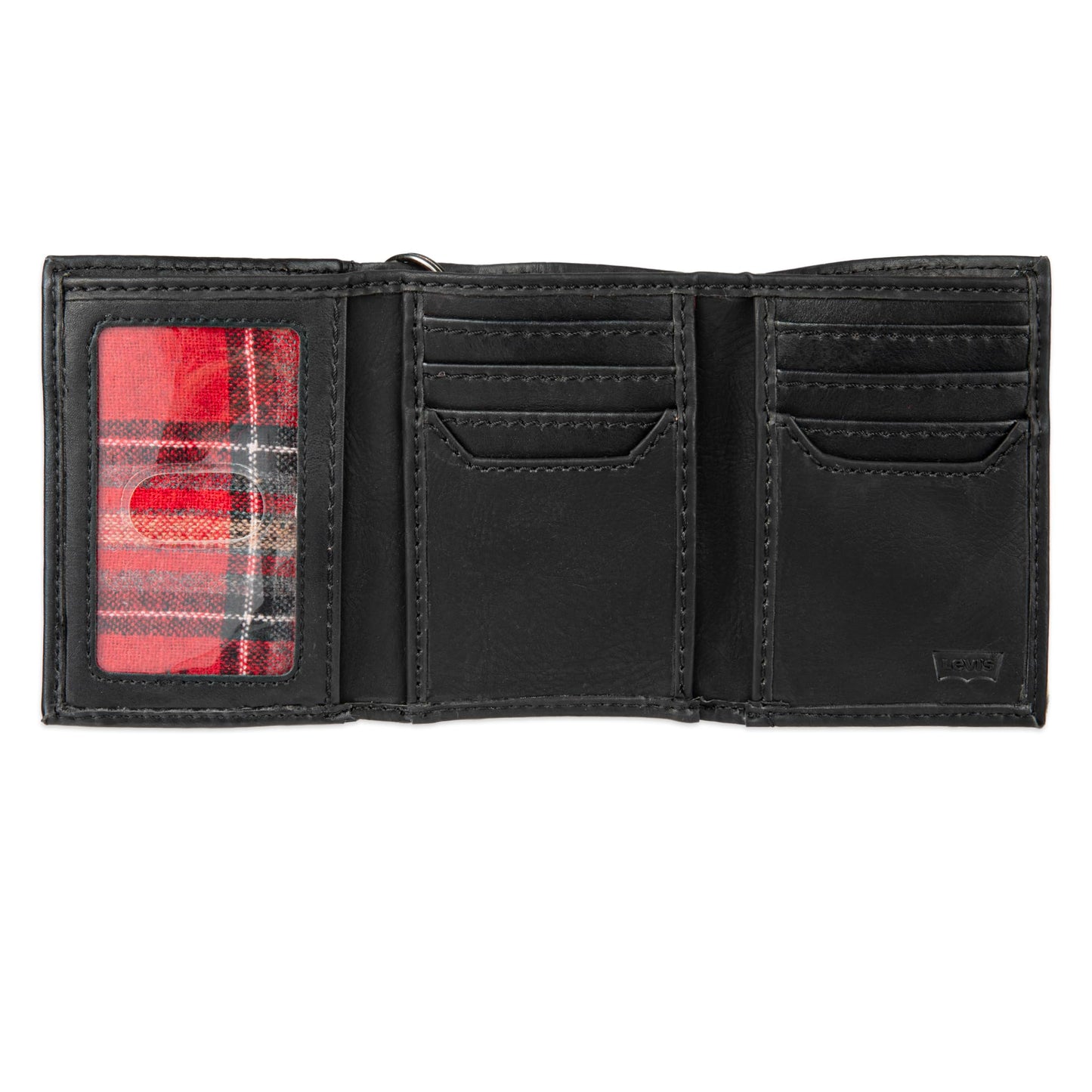 Levi's Men's Trifold Wallet-Sleek and Slim Includes Id Window and Credit Card Holder, Brown Stitch, One Size