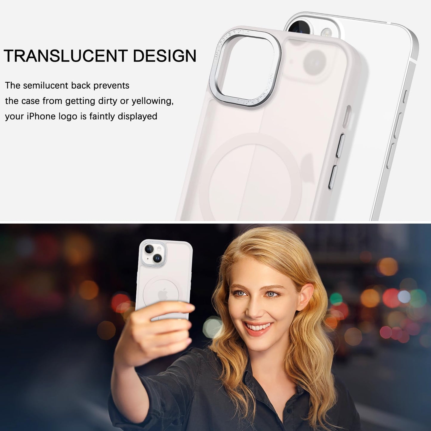 BENTOBEN Magnetic for iPhone 13 Case & iPhone 14 Case [Compatible with Magsafe] Translucent Matte Phone Case iPhone 13/14 Slim Fit Shockproof Women Men Protective Cover for iPhone 13/14 6.1", Hot Pink