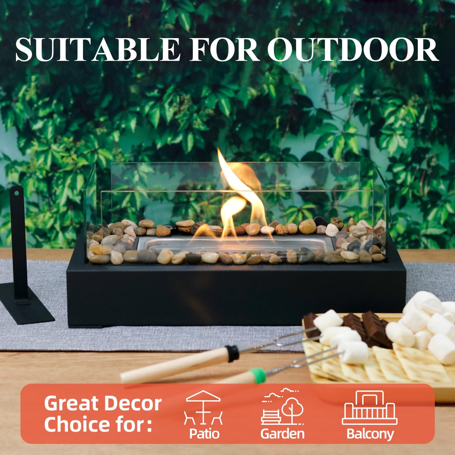 2024 New Tabletop Fire Pit,Woodgrain Portable Table Top Firepit Outdoor Indoor Table top Fireplace Smores Maker for Family Dinner Party Patio Balcony Backyard Housewarming Table Decor