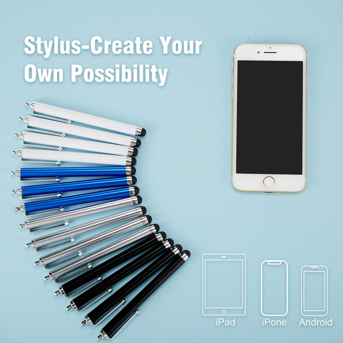 Outus Stylus Pen Set of 36 for Universal Capacitive Touch Screens Devices, Stylus Pens for Touch Screens Devices, Compatible with Tablet (Black)