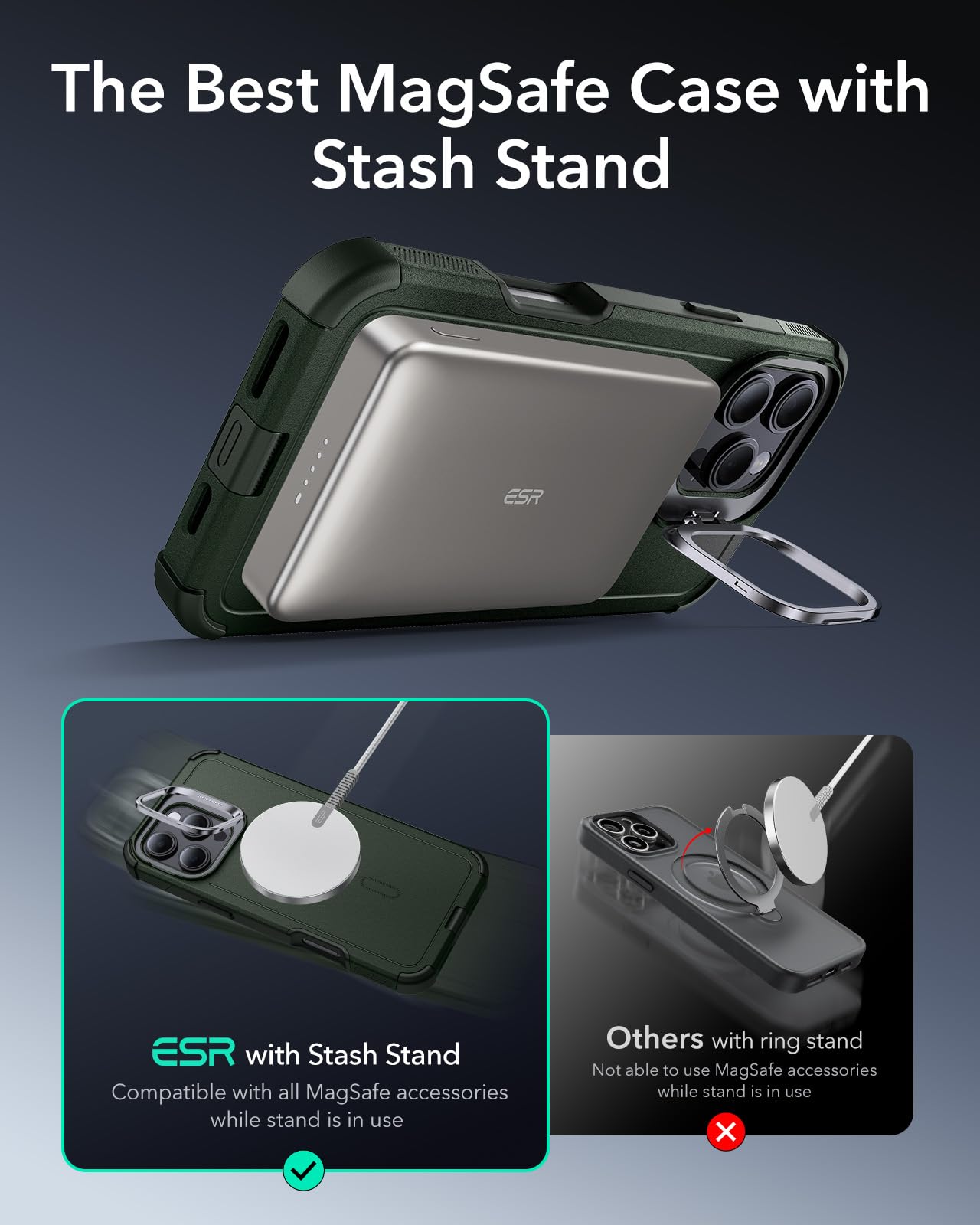 ESR Air Armor Case, Compatible with iPhone 13 Pro Max Case, Military-Grade Drop Protection, Shock-Absorbing Corners, Yellowing-Resistant Hard Back, Scratch Resistant, Clear