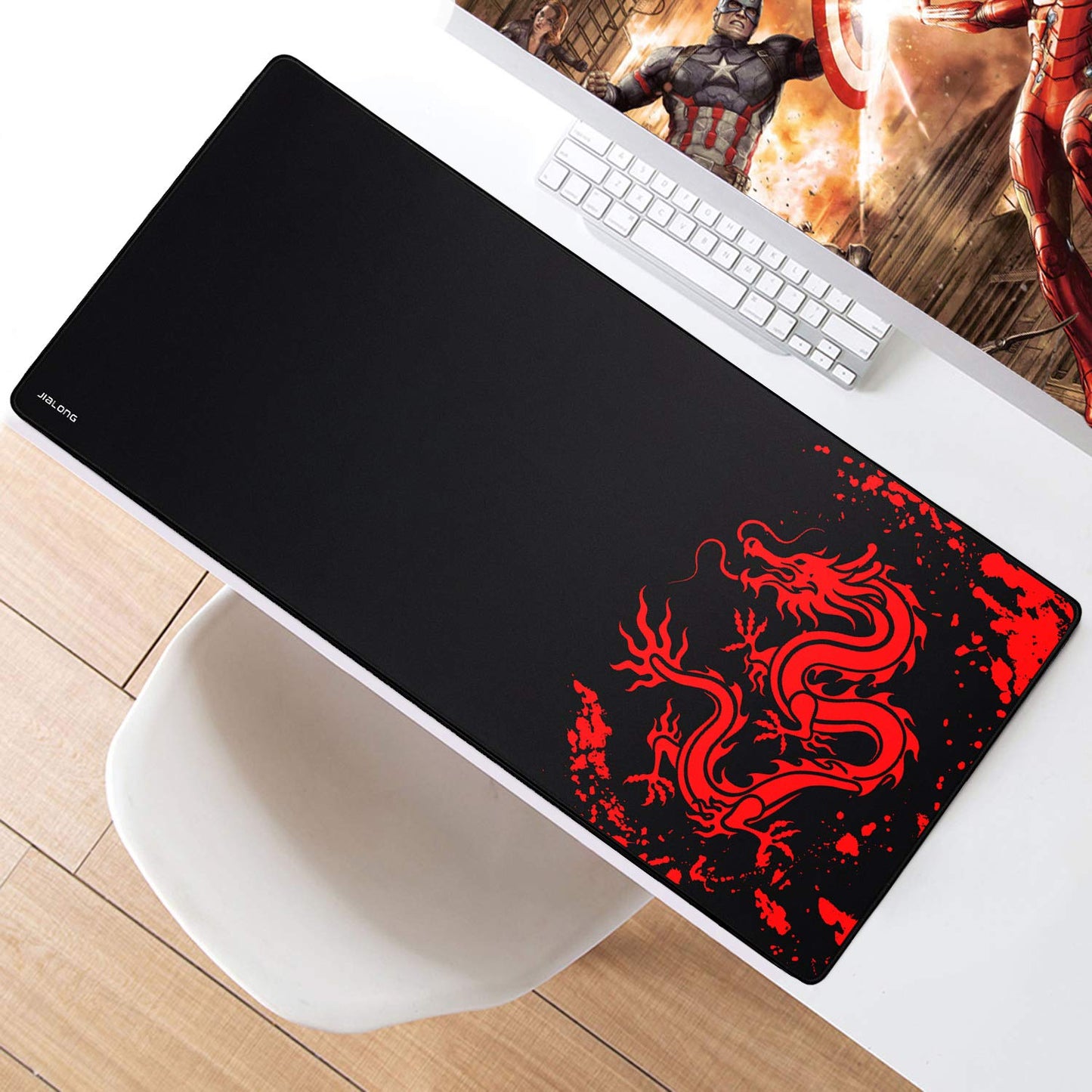 JIALONG Mouse Pad Large Gaming Desk Mat Extended Mousepad with Personalized Design Keyboard Pad for Laptop, Computer and PC - 35.4 x 15.7 inches Black World Map