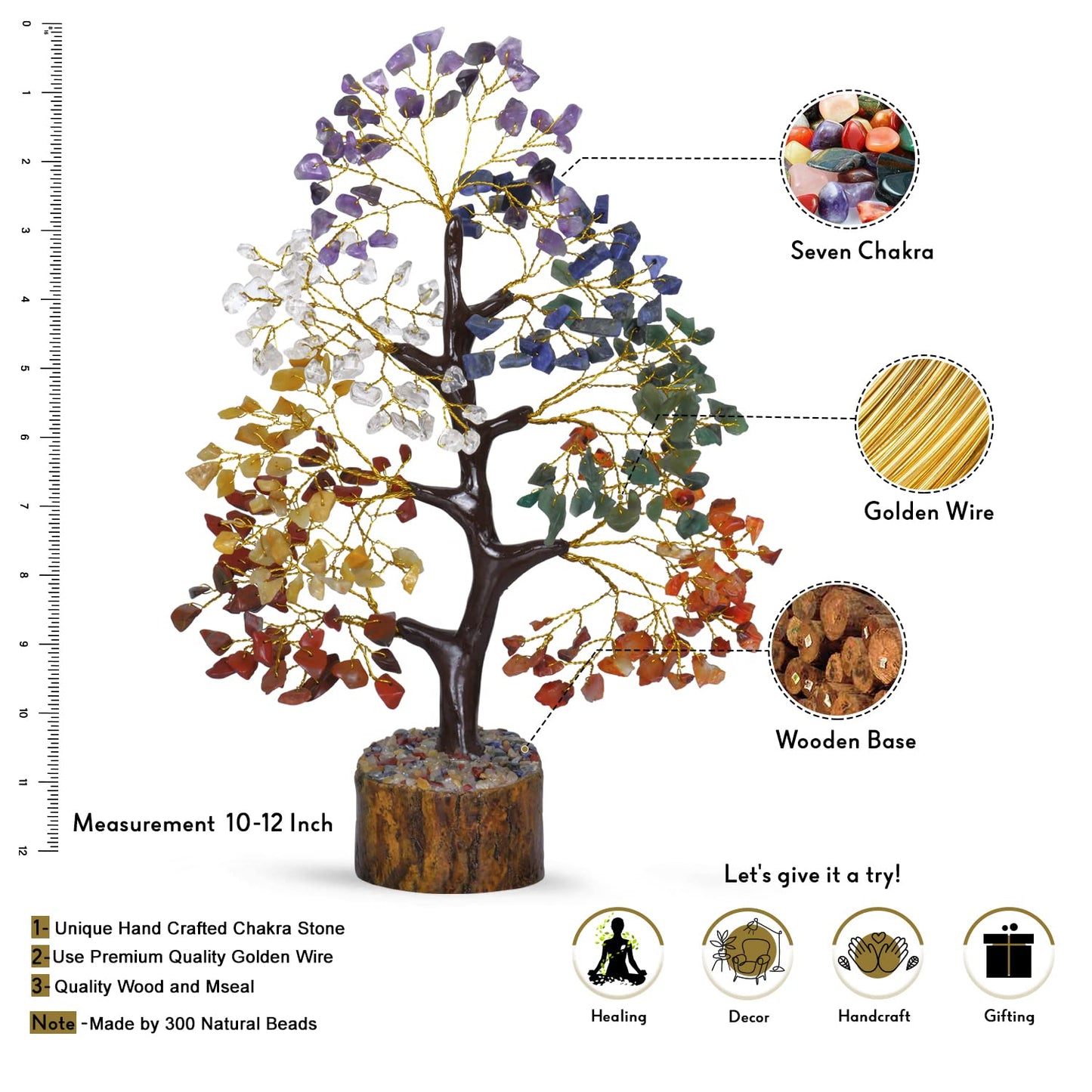 Seven Chakra Tree - Crystal Tree for Postive Energy - 7 Chakra Tree Of Life - Chakra Tree - Feng Shui Energy Crystals - Gemstone Tree - Fengshui Decor - Crystal Gifts - Housewarming Gift for Women