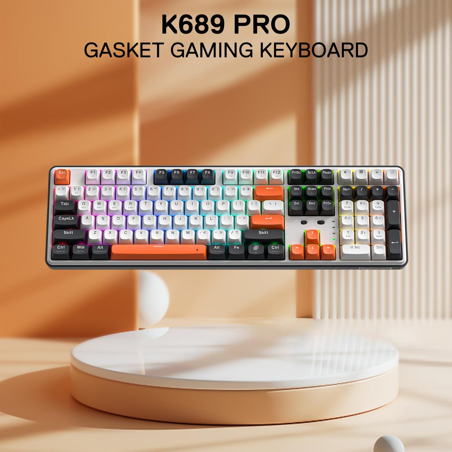 Redragon K668 RGB Gaming Keyboard, 104 Keys + Extra 4 Hotkeys Wired Mechanical Keyboard w/Sound Absorbing Foams, Upgraded Hot-swappable Socket, Mixed Color Keycaps x 2 Sets, Red Switch