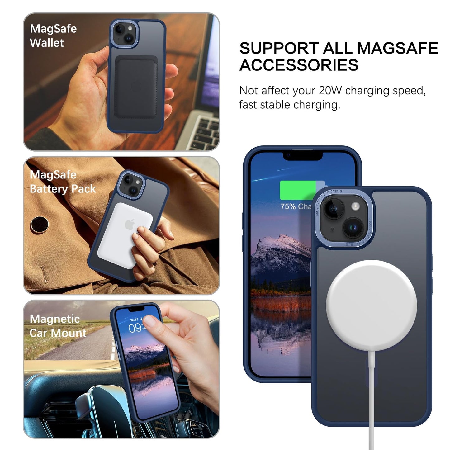 BENTOBEN Magnetic for iPhone 13 Case & iPhone 14 Case [Compatible with Magsafe] Translucent Matte Phone Case iPhone 13/14 Slim Fit Shockproof Women Men Protective Cover for iPhone 13/14 6.1", Hot Pink