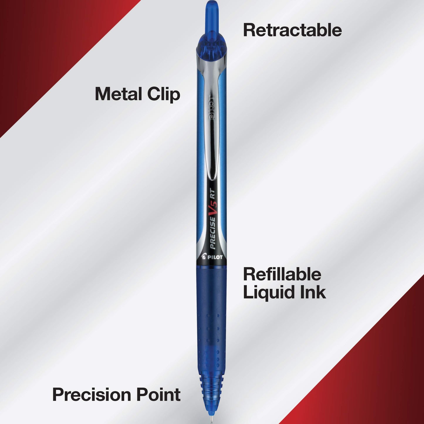 Pilot, Precise V5 RT Refillable & Retractable Rolling Ball Pens, Extra Fine Point 0.5 mm, Assorted Colors, Pack of 12