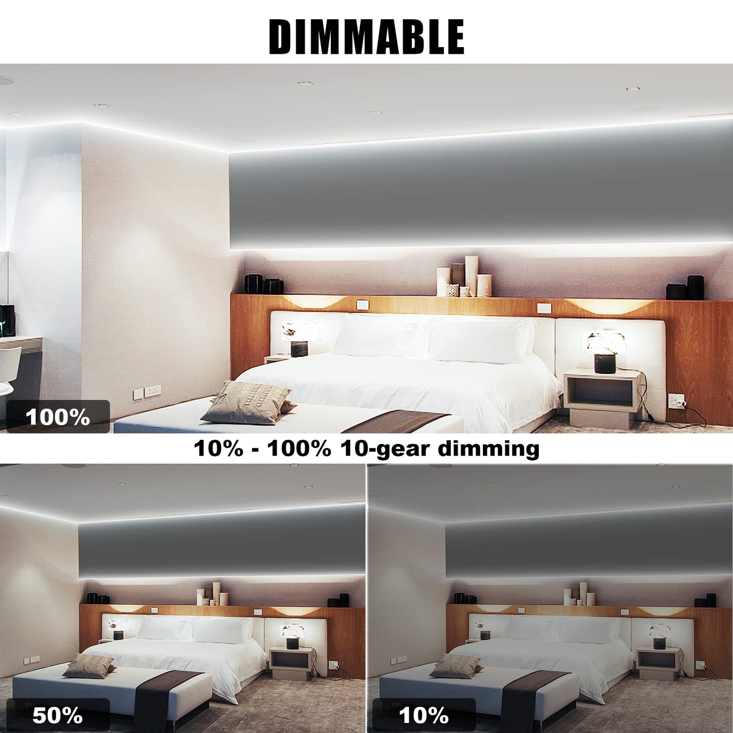 White COB Led Strip Lights Max with RF Remote, 16.4ft 3000K Dimmable Ultra Bright Warm White COB Light Strip, Adhesive Indoor COB Led Lights for Living Room, Shelf, Cabinet