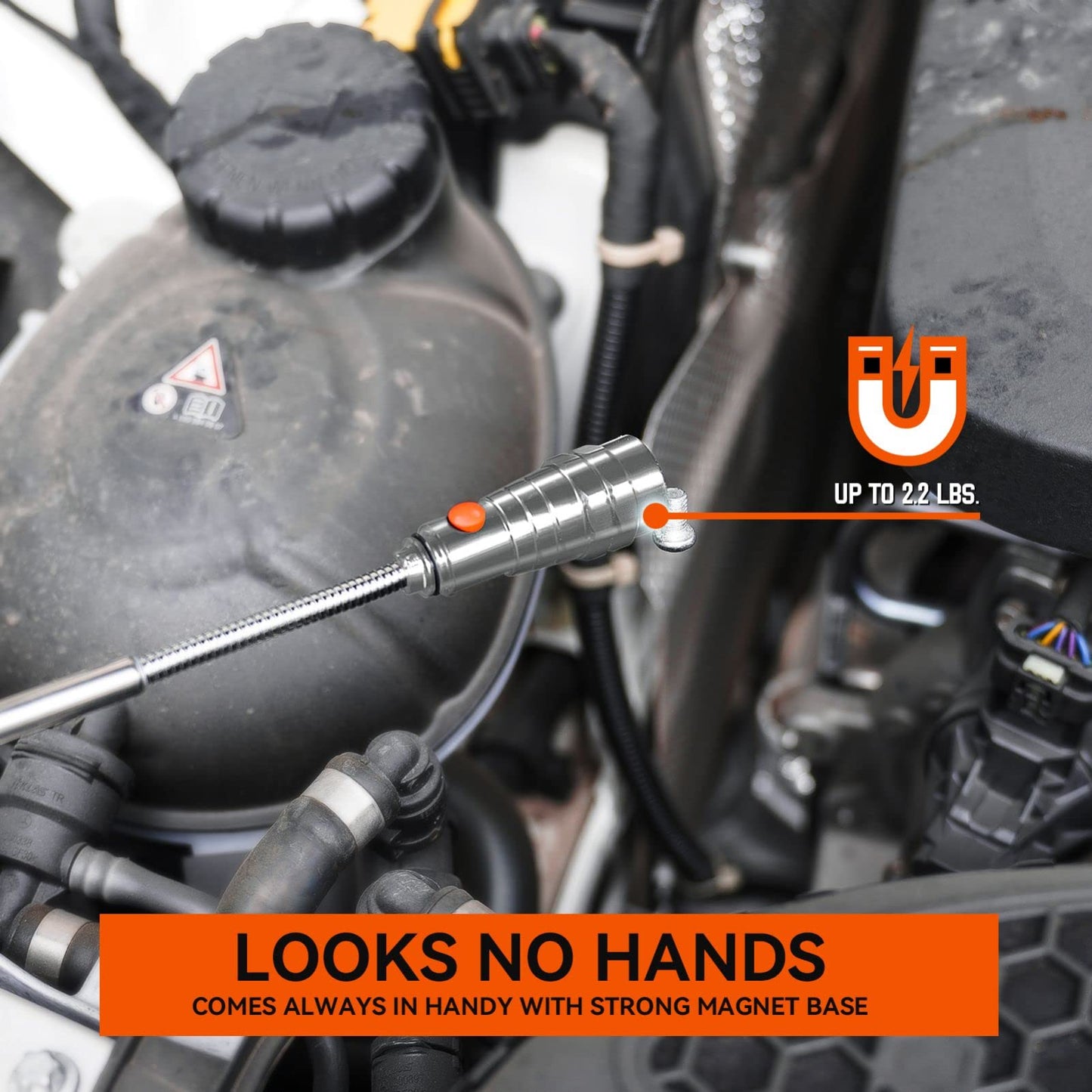 VIBELITE Extendable Magnetic Flashlight with Telescoping Magnet Pickup Tool-Cool Gadgets Gifts Idea & Gifts for Men,Husband,Dad,Father,Mechanic,Tech,Handyman,Him Women, Silve