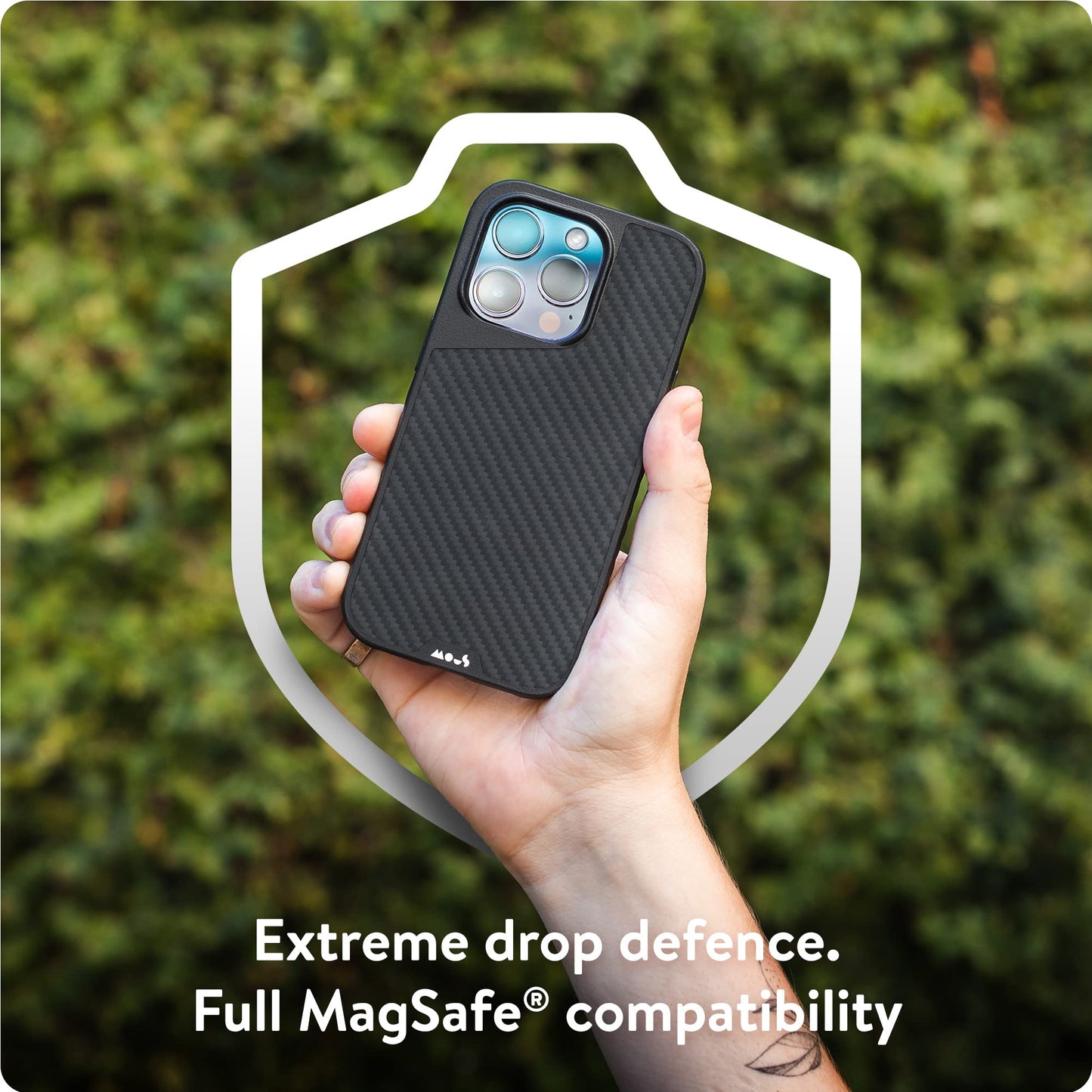 Mous - Case for iPhone 14 - Black Leather - Limitless 5.0 - Protective iPhone 14 Case MagSafe Compatible - Shockproof Phone Cover