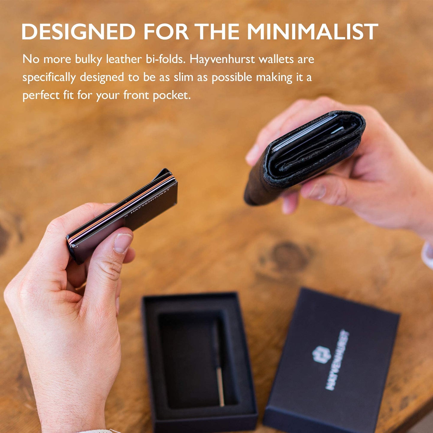 Hayvenhurst Wallet For Men - Reinvented Design Men's Wallet - Slim, Minimalistic & Seamless, Blocks RFID Scanners, Holds 12 Cards & Has a Money Clip (Carbon Fiber)