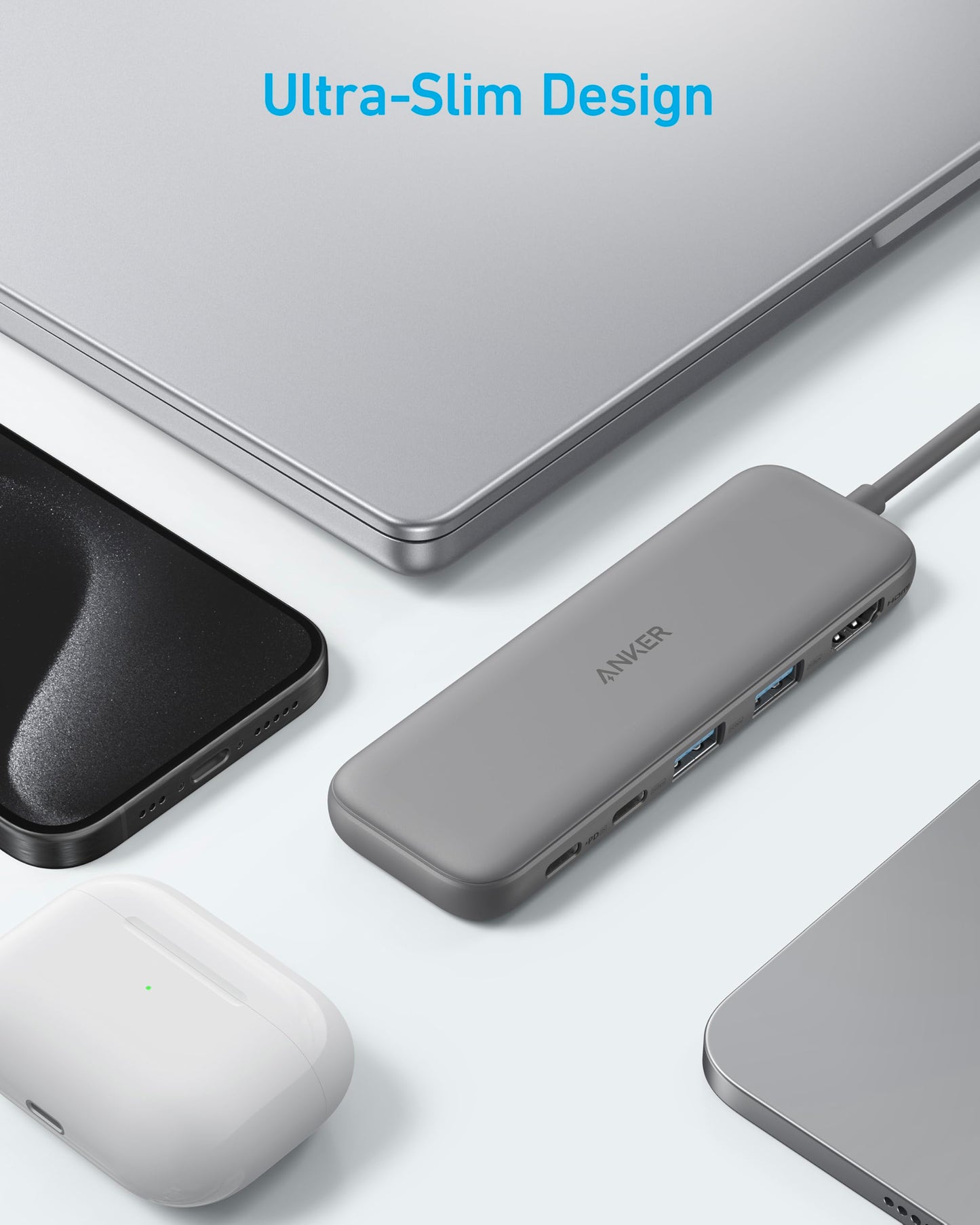 Anker 332 USB-C Hub (5-in-1) with 4K HDMI Display, 5Gbps - and 2 5Gbps USB-A Data Ports and for MacBook Pro, MacBook Air, Dell XPS, Lenovo Thinkpad, HP Laptops and More