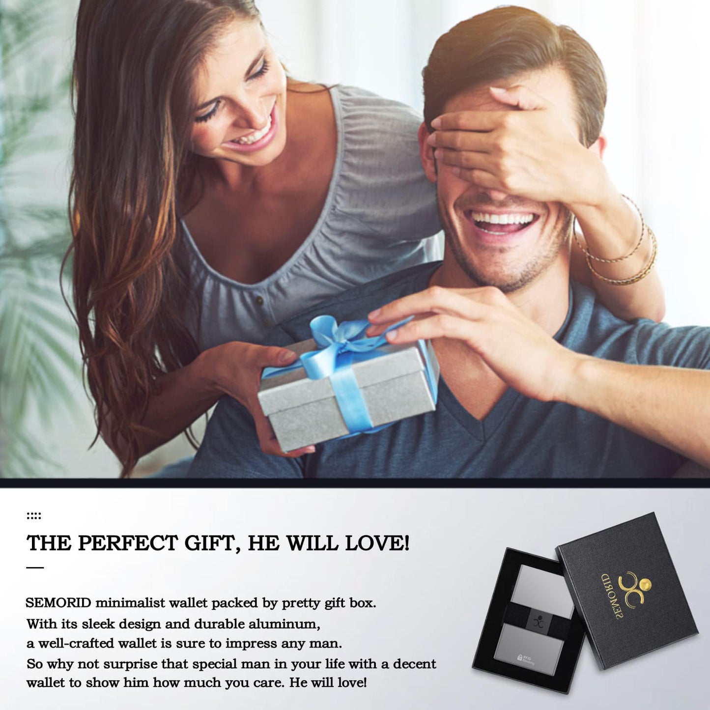 Slim Aluminum Card Holder Wallet for Men, Durable Expandable Backplate, RFID Blocking Minimalist Metal Pop Up Wallet, Holds 12+ Cards Plus Cash (Black)