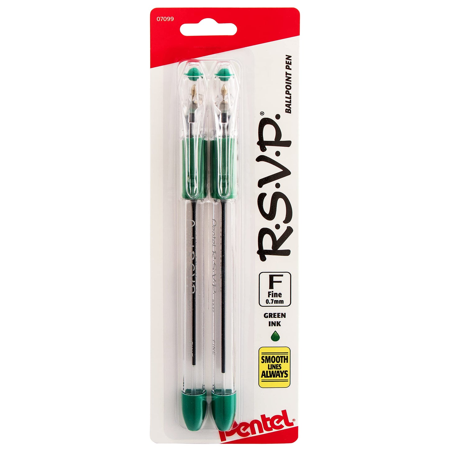 Pentel RSVP Ballpoint Pen, Fine Line, (0.7mm), Black Ink, Pack of 2 (BK90BP2A)
