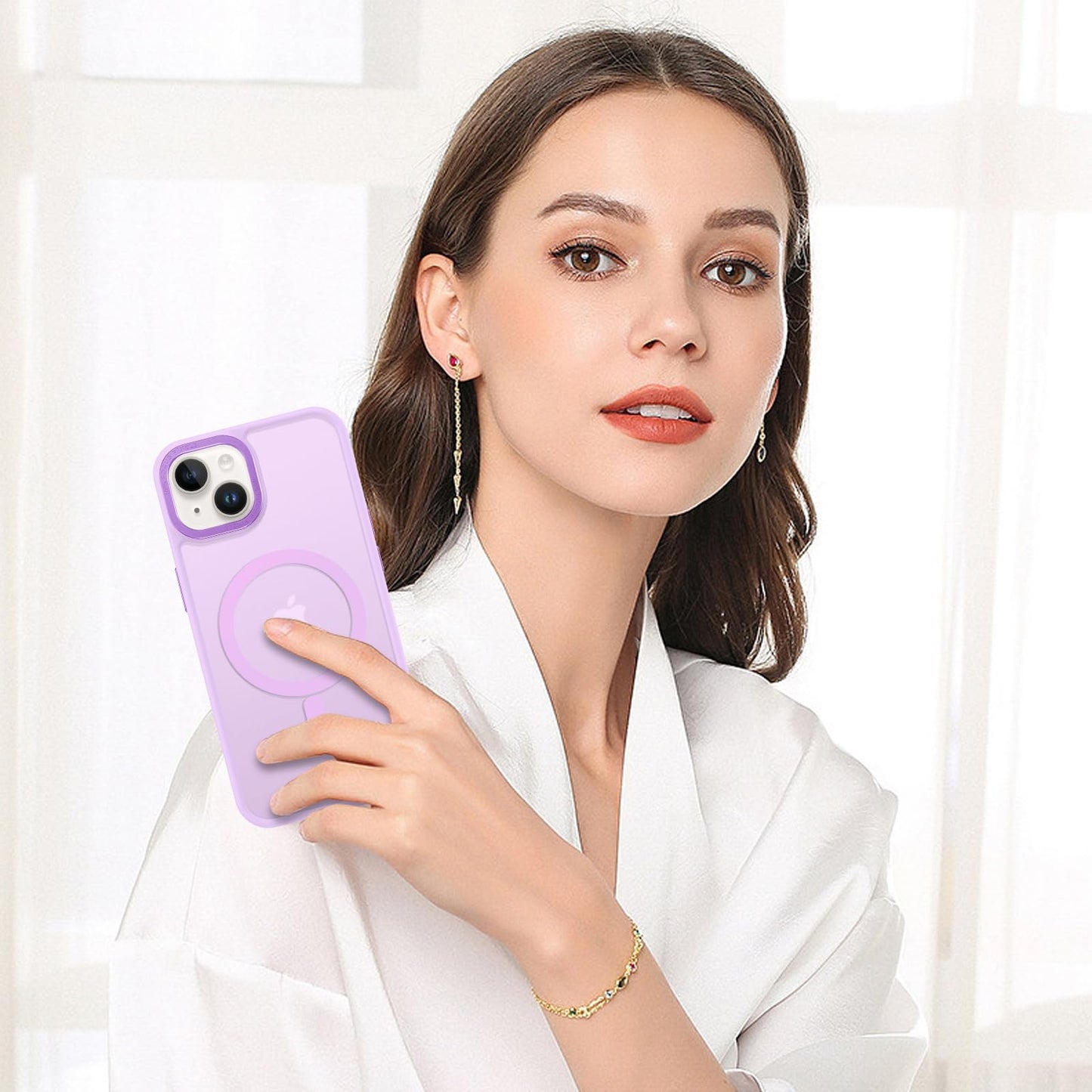 BENTOBEN Magnetic for iPhone 13 Case & iPhone 14 Case [Compatible with Magsafe] Translucent Matte Phone Case iPhone 13/14 Slim Fit Shockproof Women Men Protective Cover for iPhone 13/14 6.1", Hot Pink