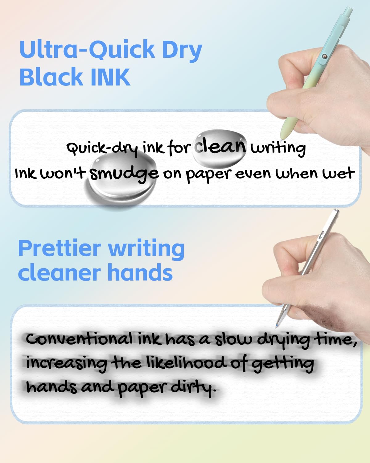 Gel Pens,6 Pcs 0.5mm Fine Point Black Ink Pens With Smooth Writing,Quick Dry Pens For Journaling,Nurse Aesthetic Pens,Office School Supplies for Men Women Student(Black Gray White)