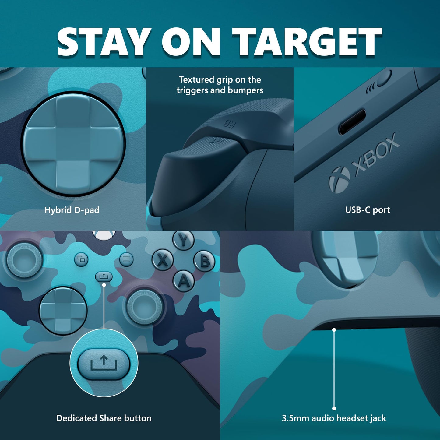 Xbox Special Edition Wireless Gaming Controller – Mineral Camo – Xbox Series X|S, Xbox One, Windows PC, Android, and iOS