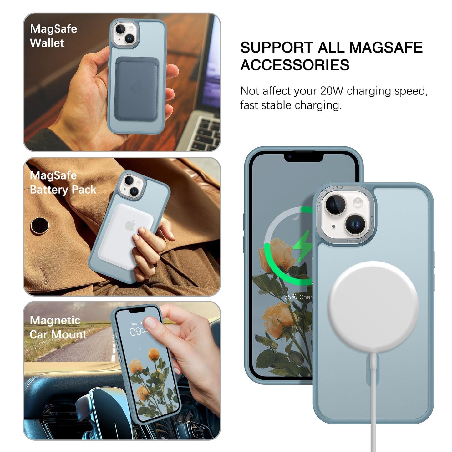 BENTOBEN Magnetic for iPhone 13 Case & iPhone 14 Case [Compatible with Magsafe] Translucent Matte Phone Case iPhone 13/14 Slim Fit Shockproof Women Men Protective Cover for iPhone 13/14 6.1", Hot Pink