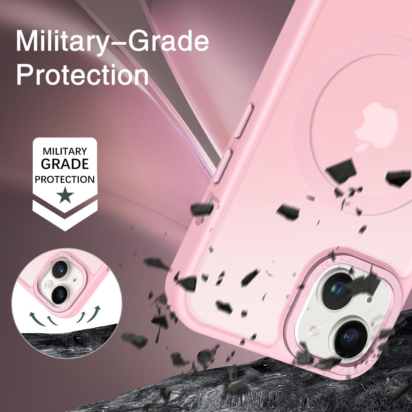 BENTOBEN Magnetic for iPhone 13 Case & iPhone 14 Case [Compatible with Magsafe] Translucent Matte Phone Case iPhone 13/14 Slim Fit Shockproof Women Men Protective Cover for iPhone 13/14 6.1", Hot Pink
