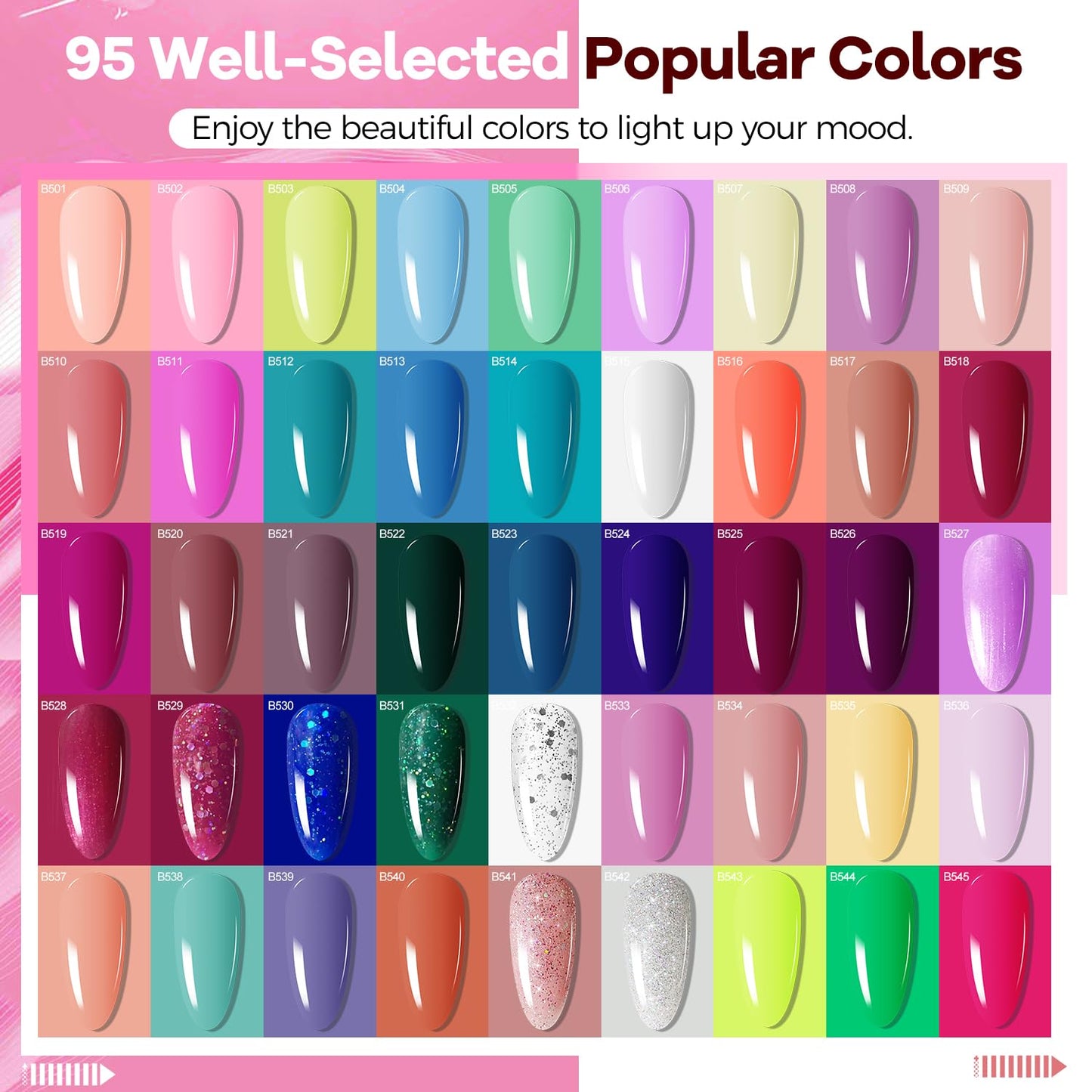 JODSONE 23 PCS Gel Nail Polish Kit with U V Light Popular Color with Durable Base Coat Matte Glossy Top Coat