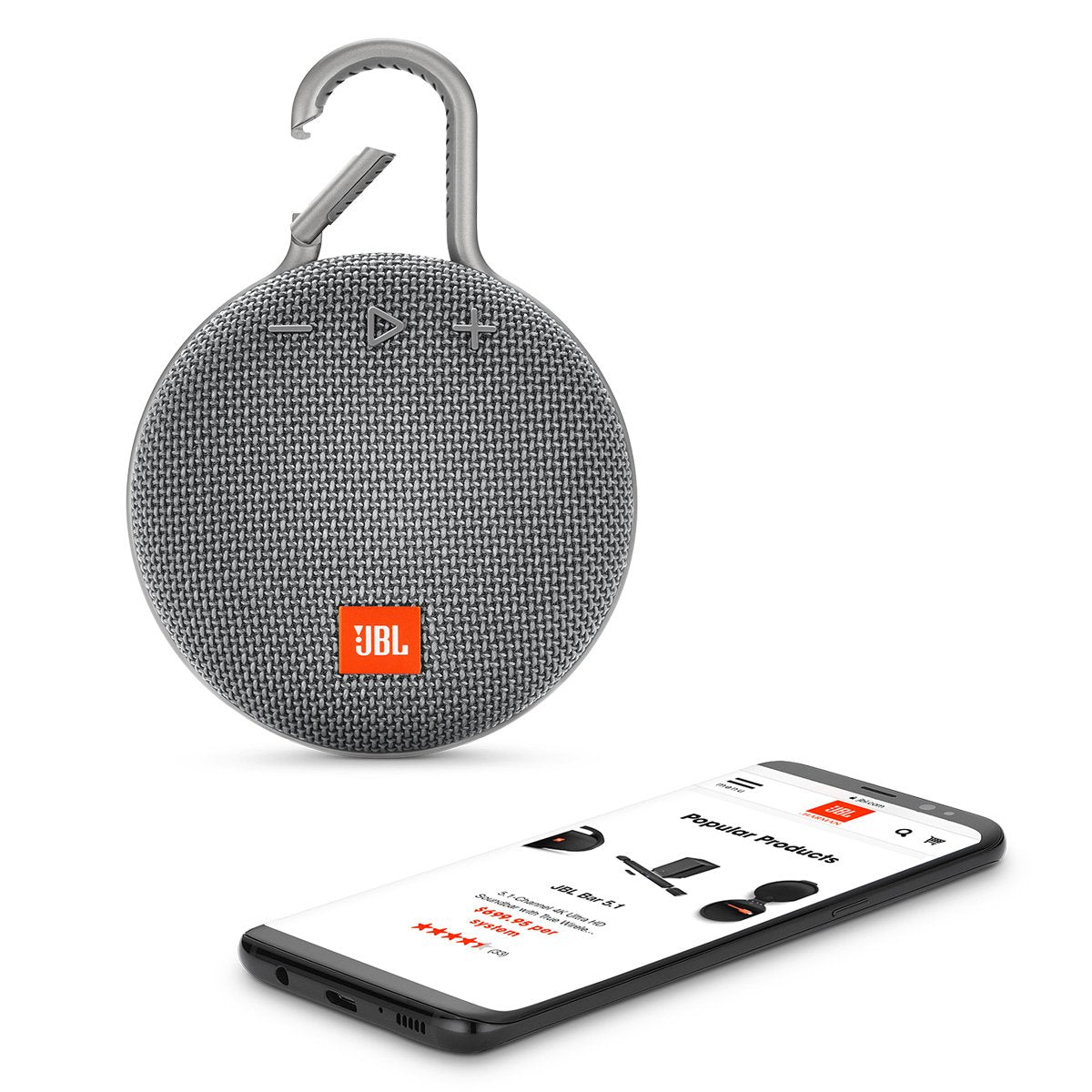 JBL Clip 3, Black - Waterproof, Durable & Portable Bluetooth Speaker - Up to 10 Hours of Play - Includes Noise-Cancelling Speakerphone & Wireless Streaming