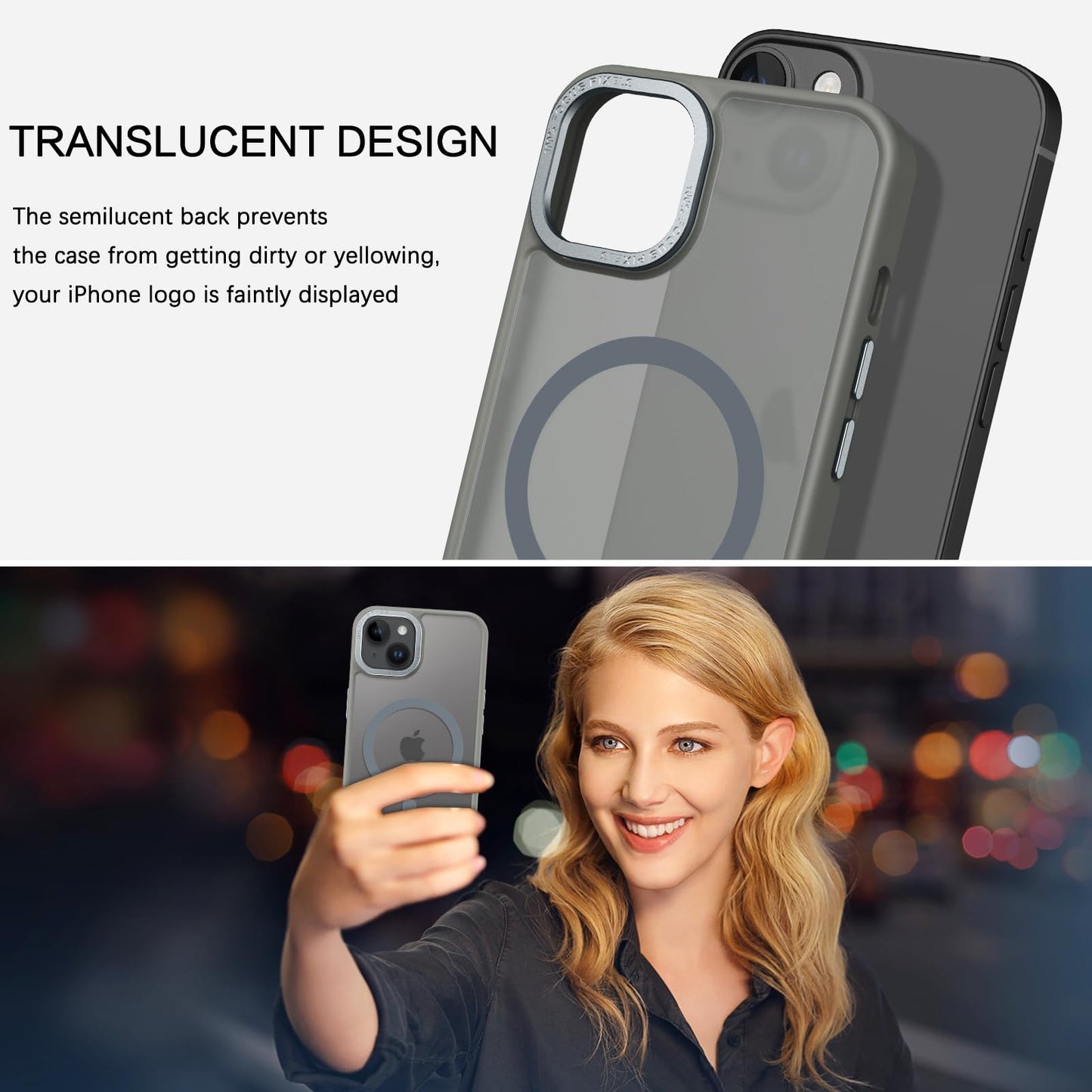 BENTOBEN Magnetic for iPhone 13 Case & iPhone 14 Case [Compatible with Magsafe] Translucent Matte Phone Case iPhone 13/14 Slim Fit Shockproof Women Men Protective Cover for iPhone 13/14 6.1", Hot Pink