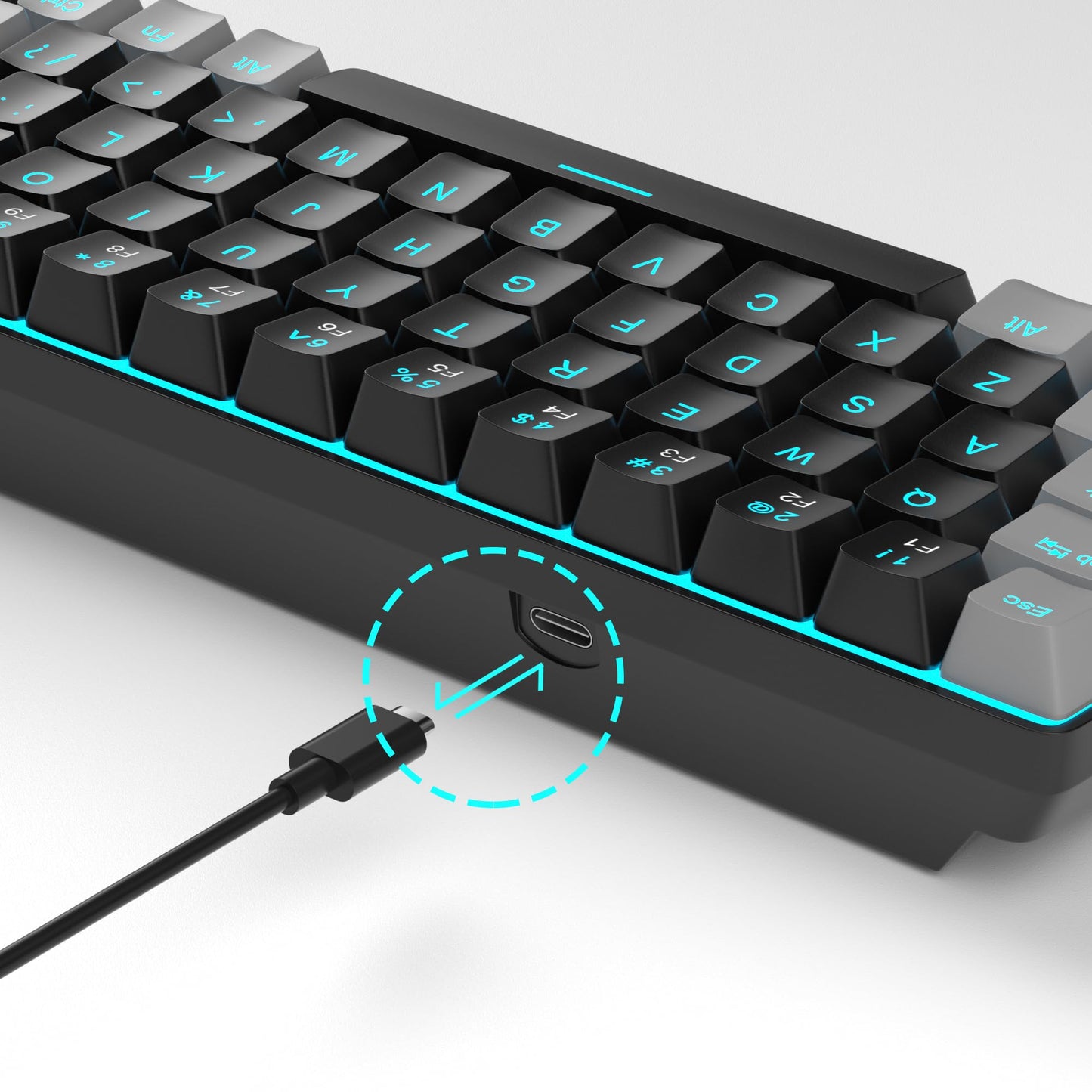 MageGee Portable 60% Mechanical Gaming Keyboard, MK-Box LED Backlit Compact 68 Keys Mini Wired Office Keyboard with Red Switch for Windows Laptop PC Mac - Black/Grey