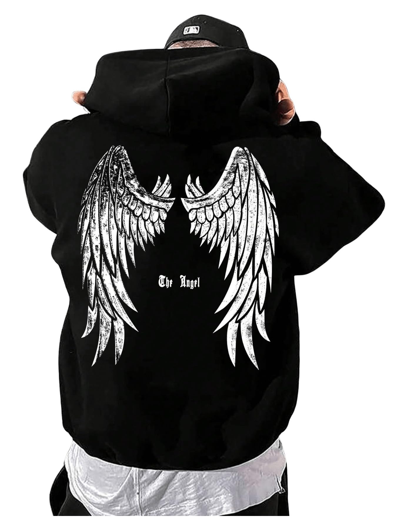 Floerns Men's Graphic Print Long Sleeve Drawstring Hoodie Pullover Sweatshirt